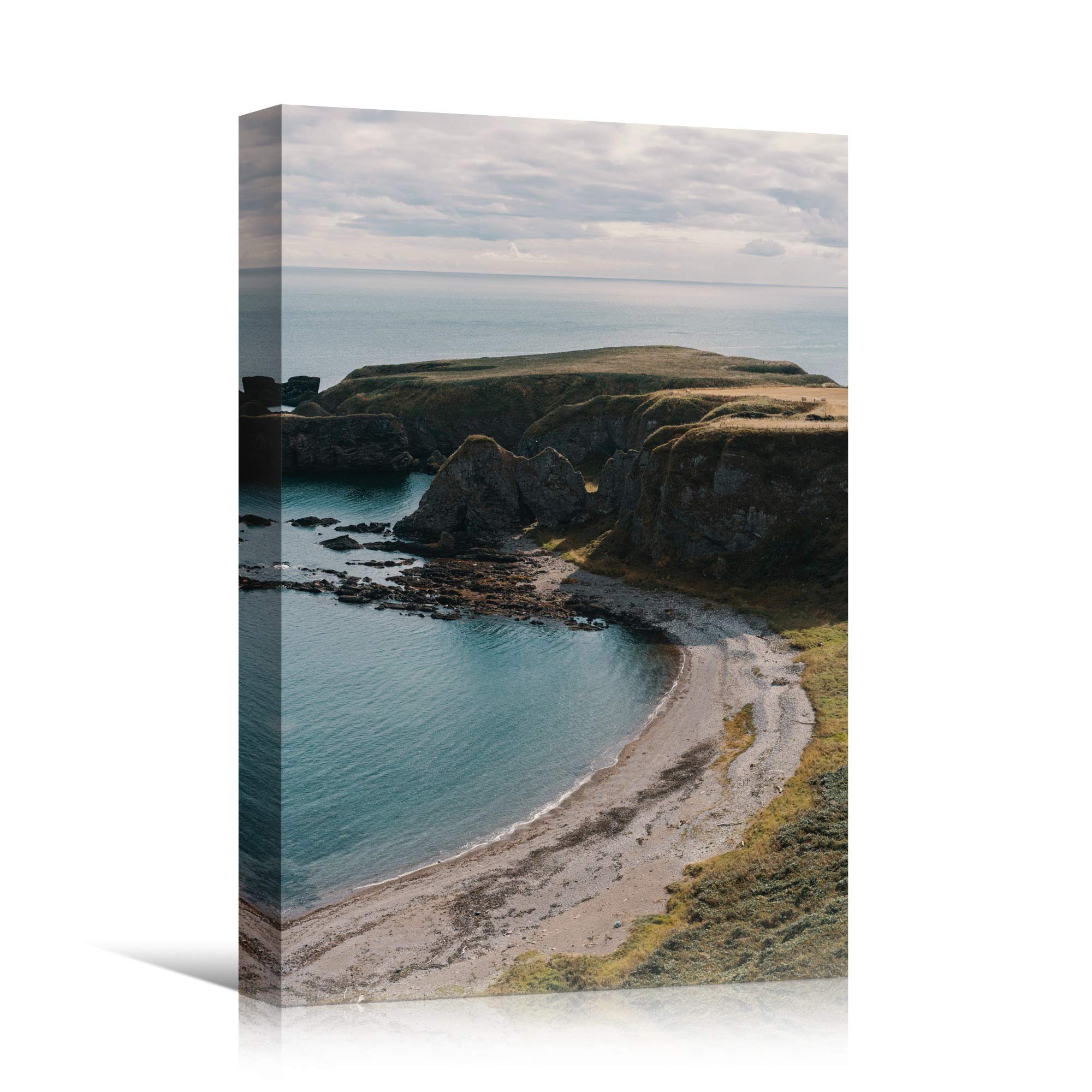 SIGNWIN 32x48 Inches Canvas Wall Art - Rocky Seas Beach Coastal Photography in Cool Blue Tones for Relaxation & Calm | Perfect for Living Room, Bedroom & Office Decor