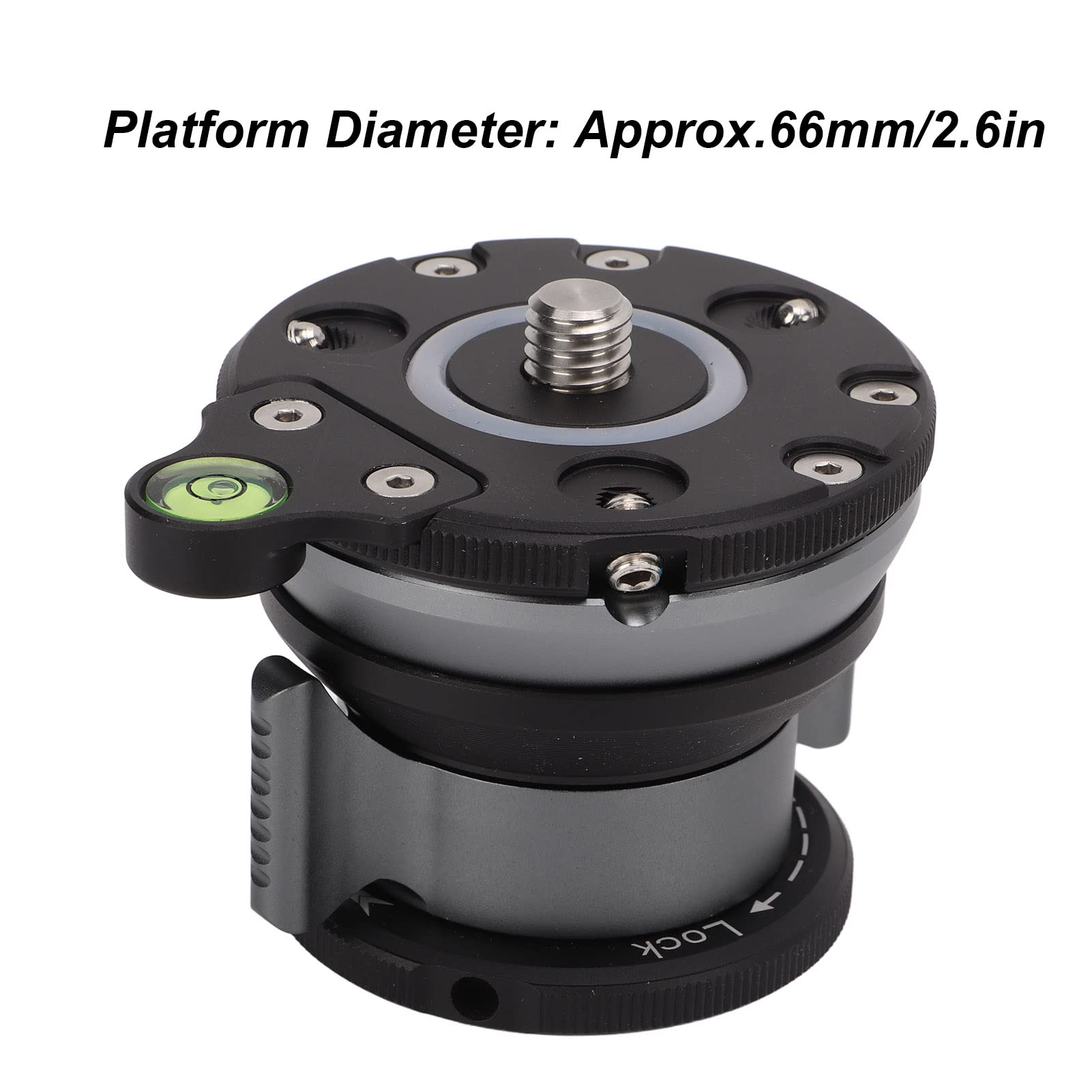 Professional Aluminum Alloy Tripod Leveling Base with Bubble Level - 1/4” & 3/8” Thread Camera Tripod Head - Compatible with Nikon, Sony DSLR & Camcorders - Perfect for Landscape Photography, Video Shooting & Studio Work