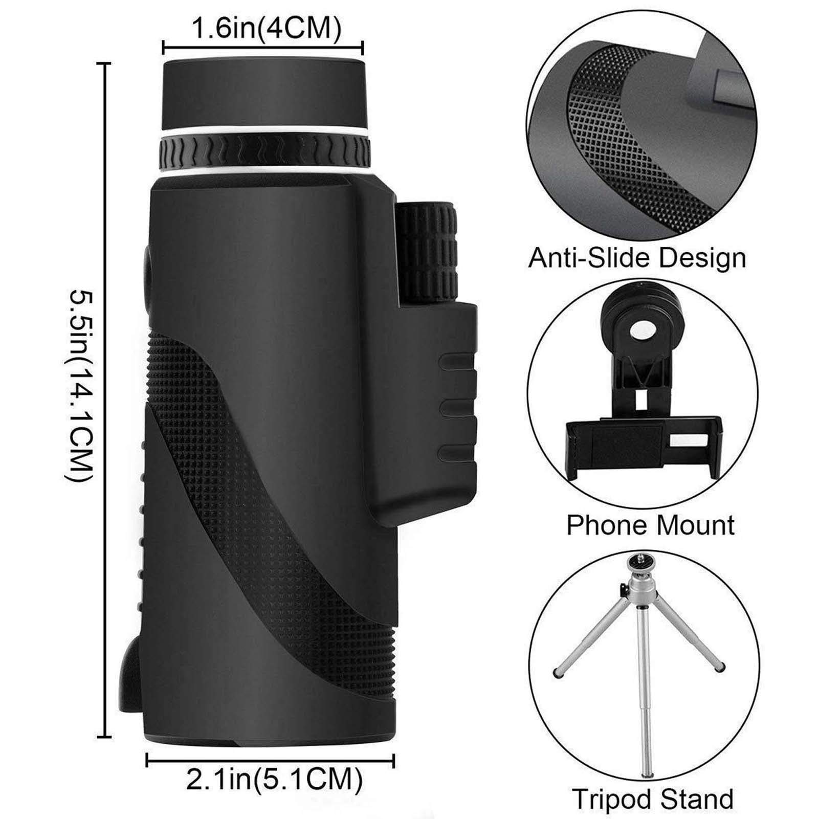 40x60 High Power Monocular Telescope for Adults - HD Zoom Monocular with Tripod & Phone Adapter - Perfect for Bird Watching, Hunting, Hiking, Travel & Outdoor Adventures
