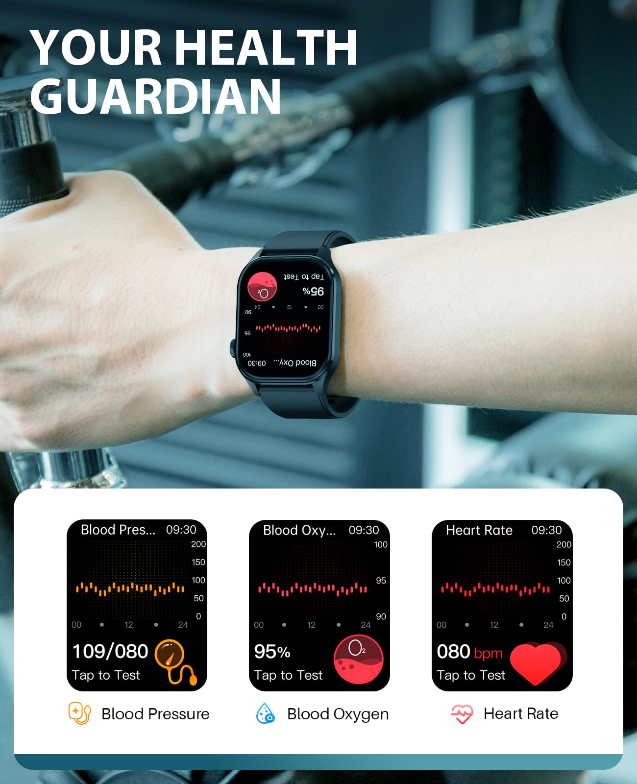 Smart Watch with Blood Oxygen Monitor, 2.04