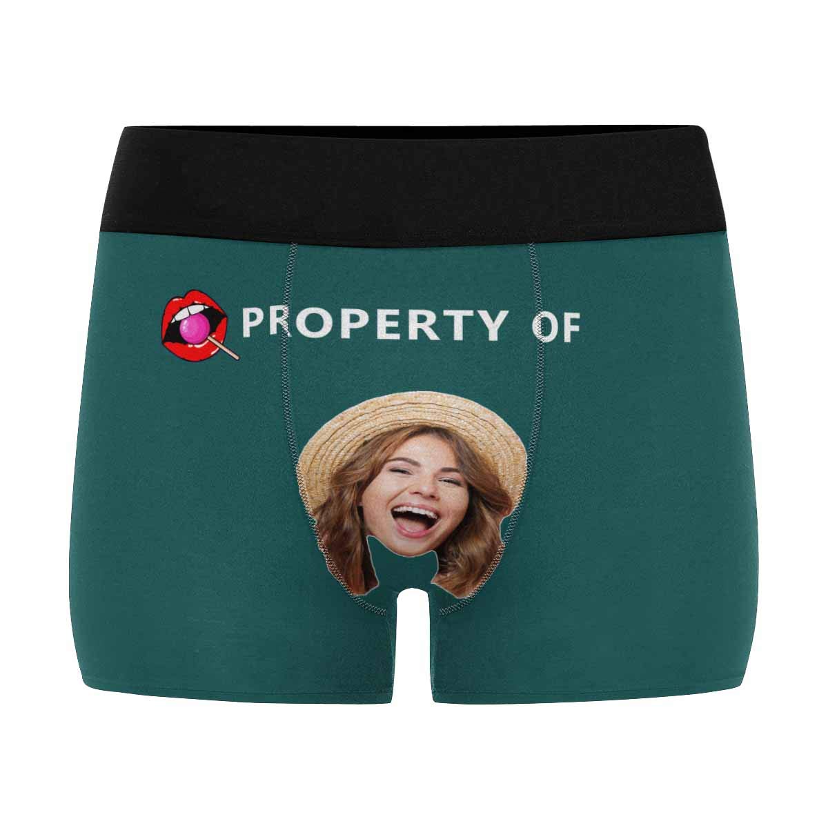 Custom Printed Boxer Briefs with Wife's Face & Lips - Personalized Men's Underwear - Black Couple Gift for Anniversary, Valentine's Day & Romantic Occasions