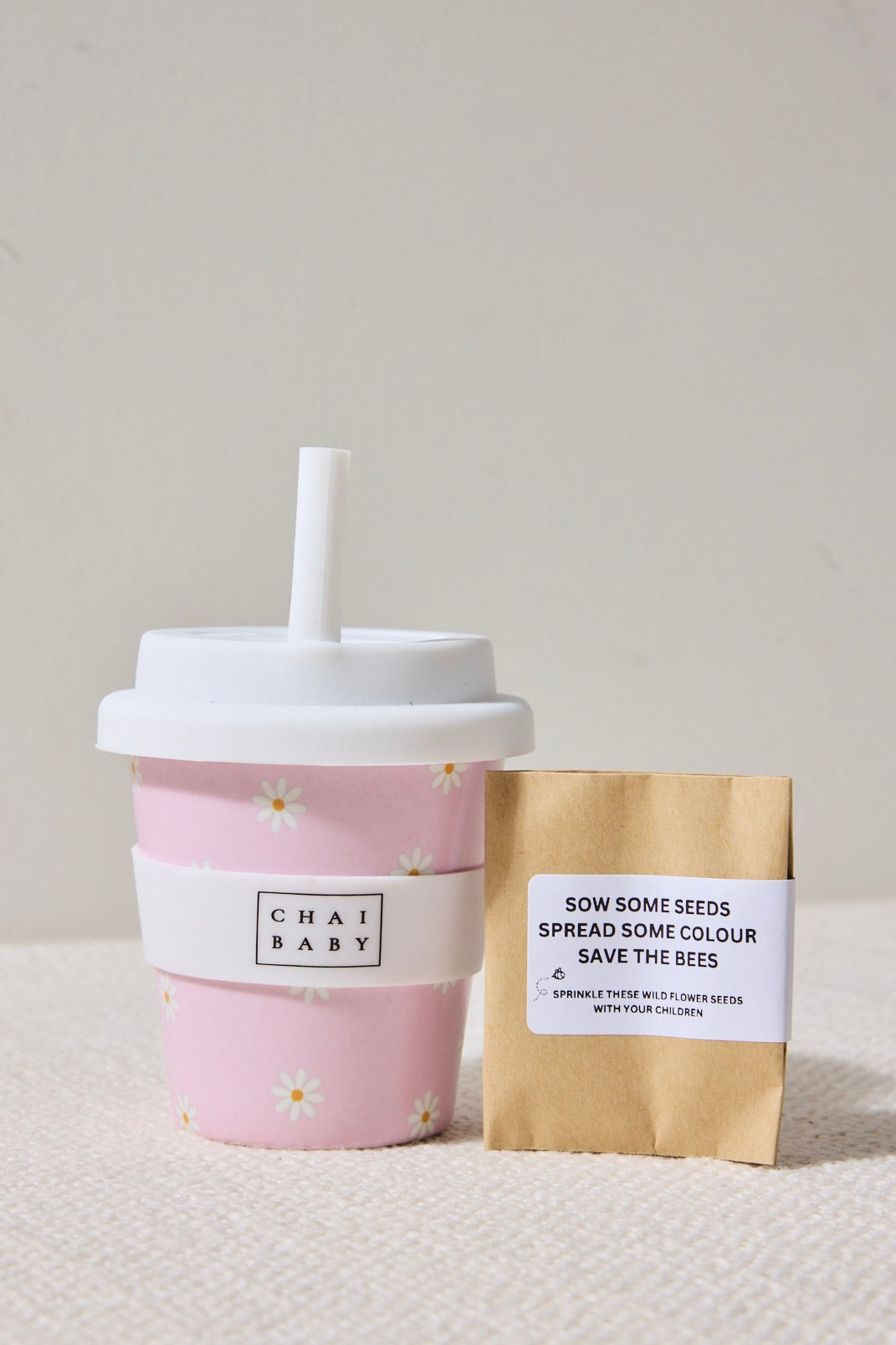 Delightful Pink Daisy Babyccino with Fluffy Cup - Perfect for Baby Showers, First Birthdays & Instagrammable Moments