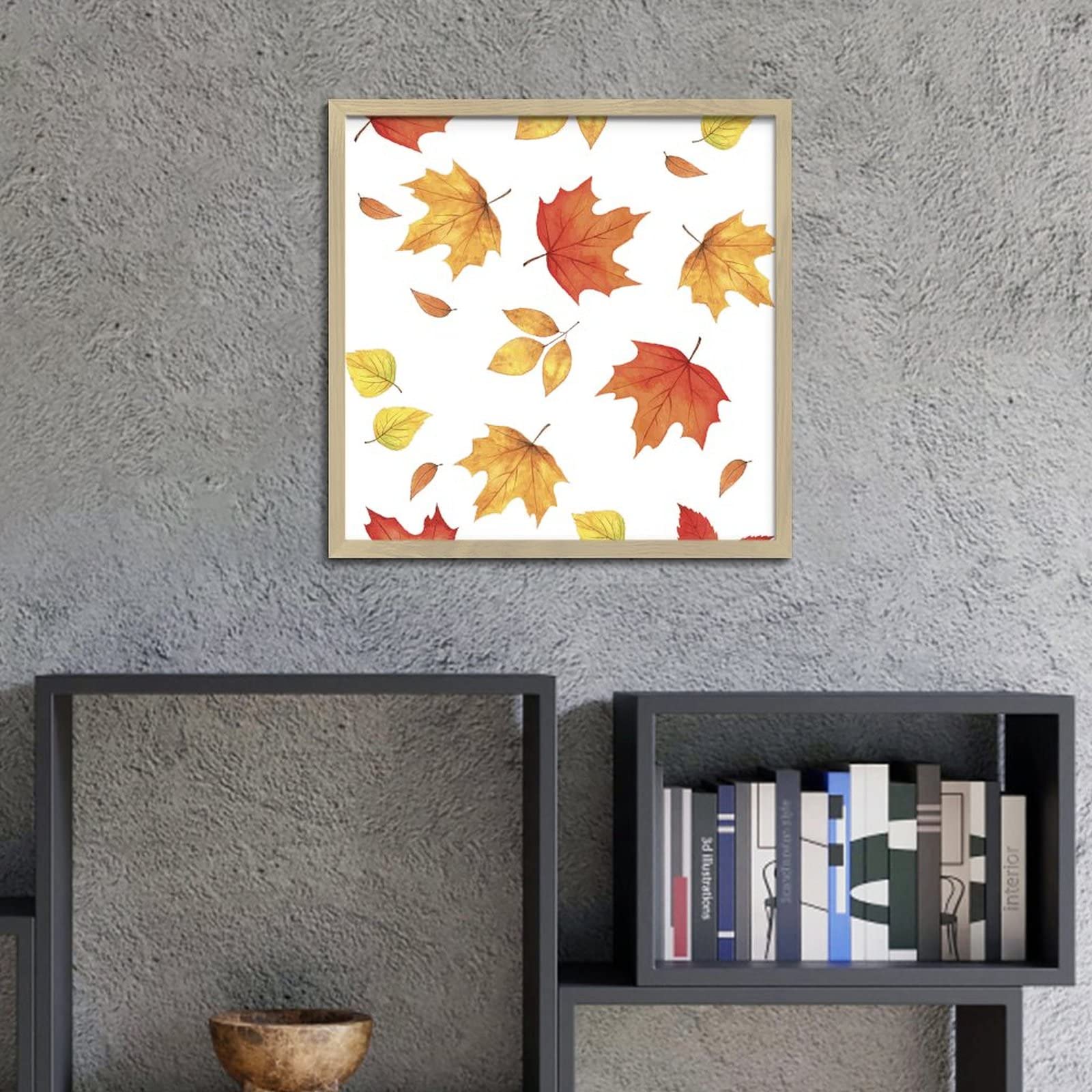 Thanksgiving Fall Maple Leaves Wooden Sign - Rustic Harvest Autumn Decor with Distressed Wood Frame - 12x12 Inch Wall Hanging for Bedroom, Living Room, or Front Door - Perfect Seasonal Gift for Birthdays and Holidays