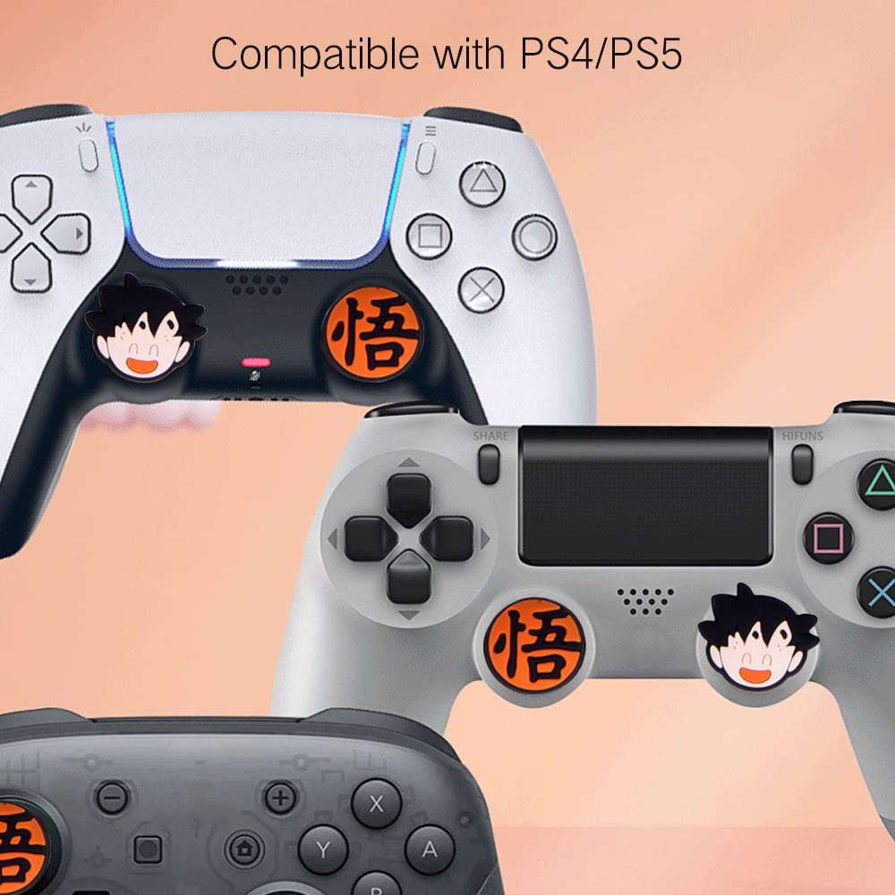 PERFECTSIGHT Cute Thumb Grip Caps for PS5, PS4, Xbox Series X/S, Xbox One, Switch PRO Controller - 4PCS Soft Skin Rubber 3D Analog Thumbsticks Grips Joystick Cover Set (Kawaii Design, Kids Friendly) - Enhance Gaming Comfort & Control for Long Play Sessions