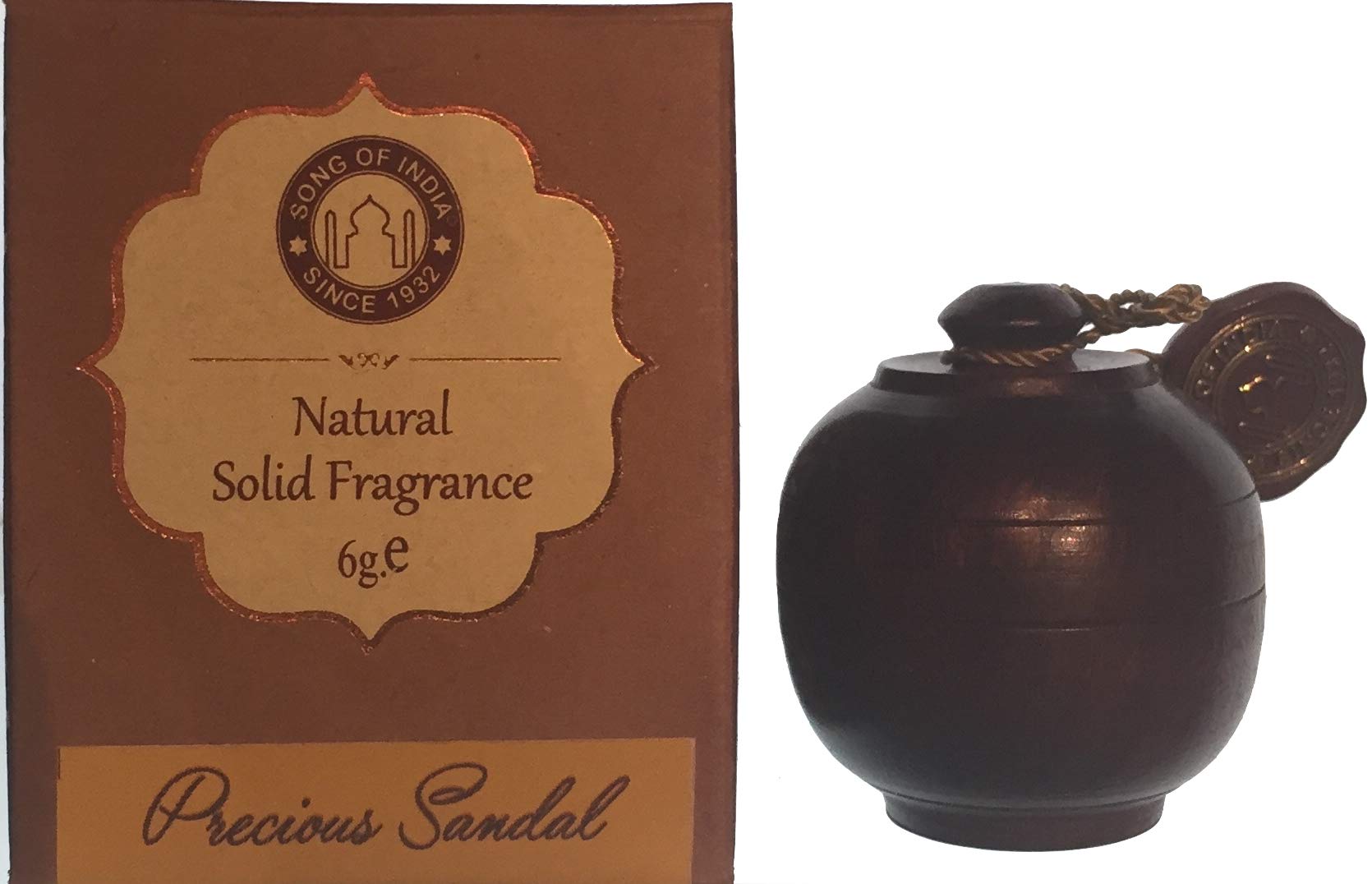 Song of India Solid Perfume - Hand-Carved Rosewood Jar with Screw-on Top (Sandalwood Scent) | Long-Lasting Natural Fragrance for Women & Men | Perfect for Travel, Gifts & Daily Aromatherapy
