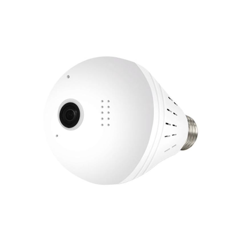 360° Panoramic Security Bulb Camera - Wireless Outdoor/Indoor Smart Light Bulb with Motion Detection & Night Vision - Perfect for Home Security, Garage, Backyard Monitoring