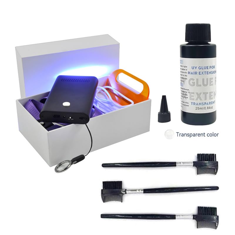 Professional UV Light Hair Extensions Machine & Glue Kit with LED Lamp - Safe & Strong Bond for Salon & DIY Hair Extensions at Home - Perfect for Parties, Weddings & Daily Styling