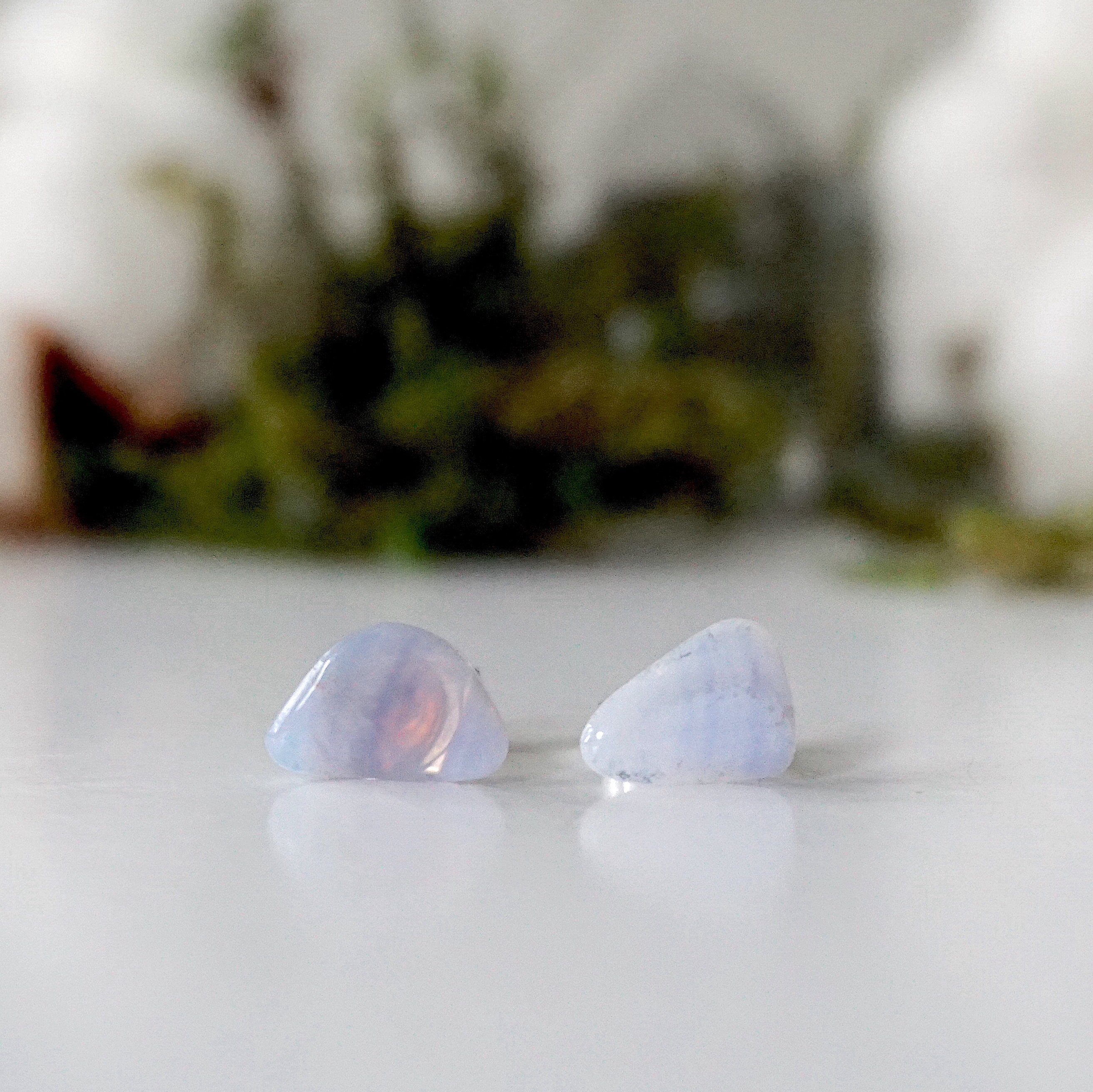 Blue Lace Agate Stud Earrings for Women - Sterling Silver Post Earrings - Elegant Dainty Jewelry for Everyday Wear, Gift Giving & Special Occasions