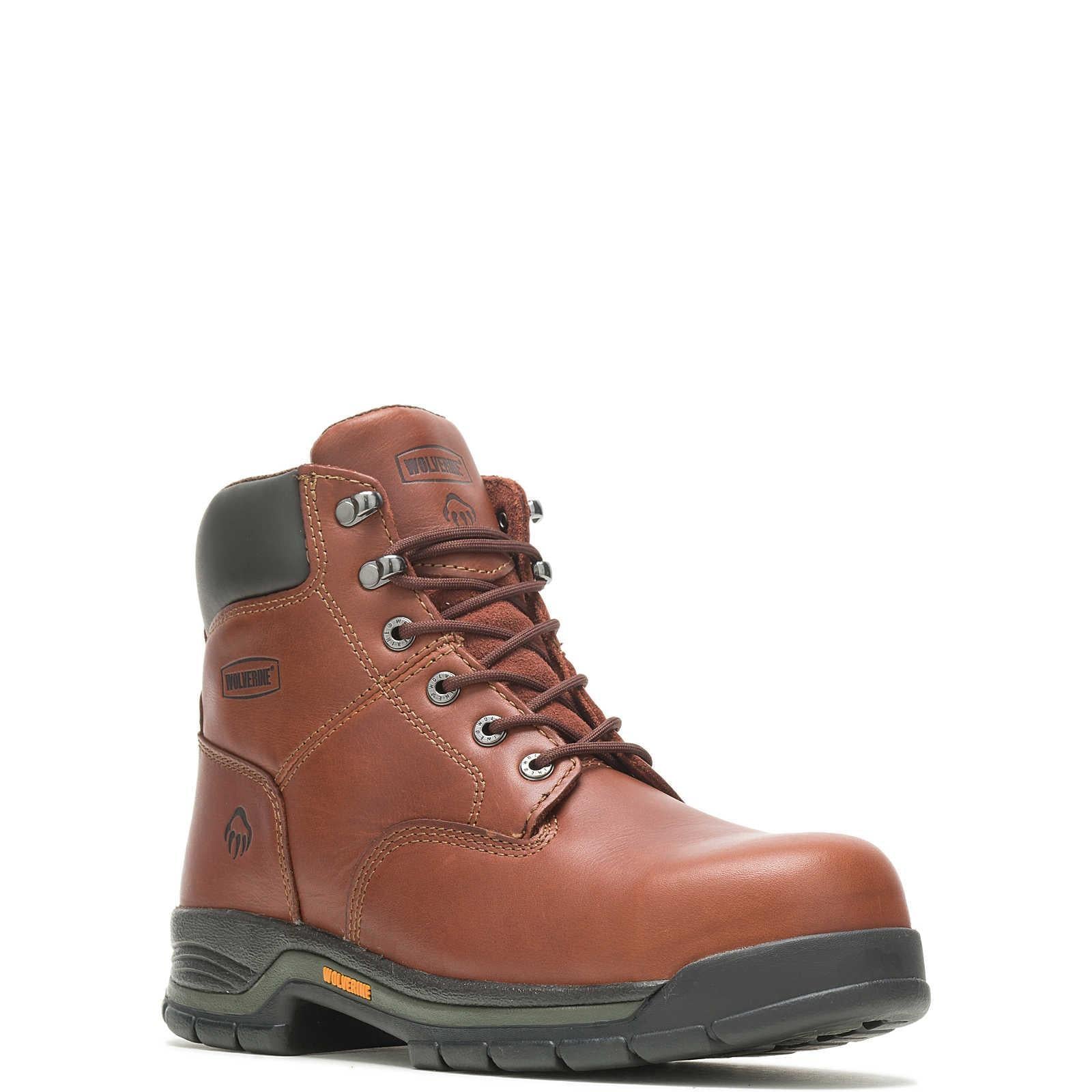 Harrison Soft Toe Work Boots for Men - Comfortable Brown Leather Safety Shoes for Construction, Hiking & Outdoor Work