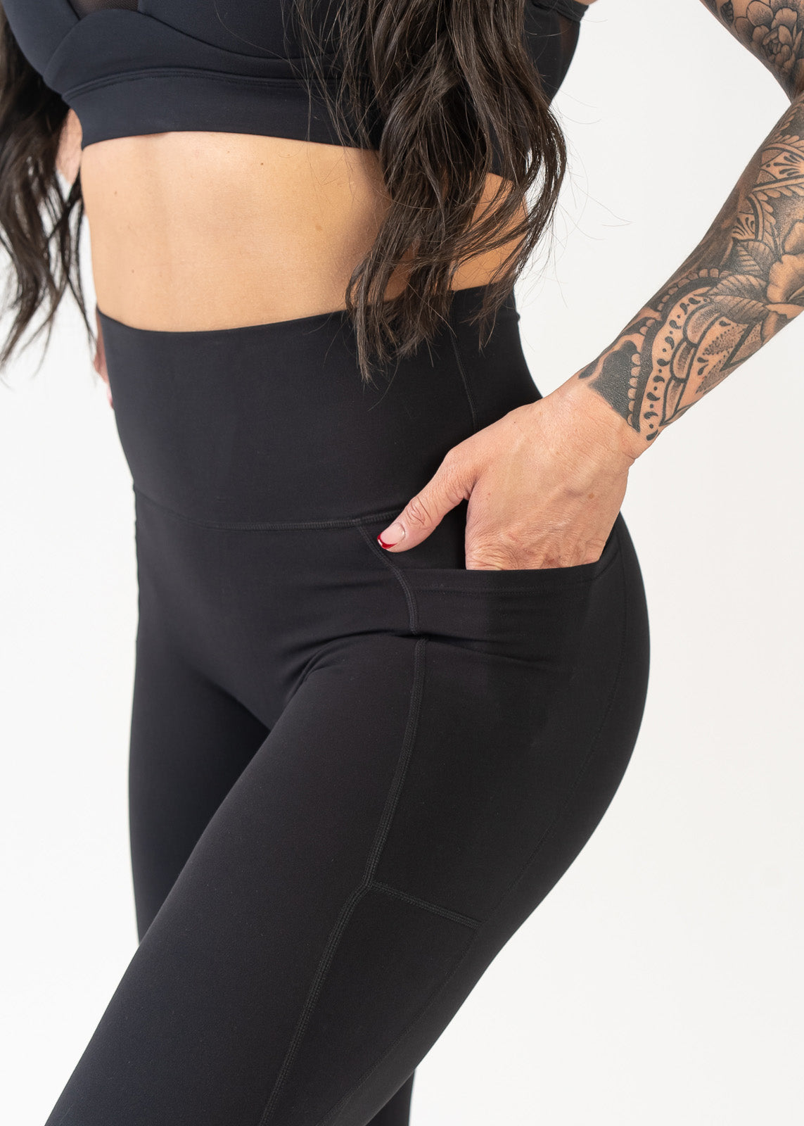 NKD High Waist Yoga Pants with Pockets for Women - Black - Perfect for Yoga, Running & Gym Workouts