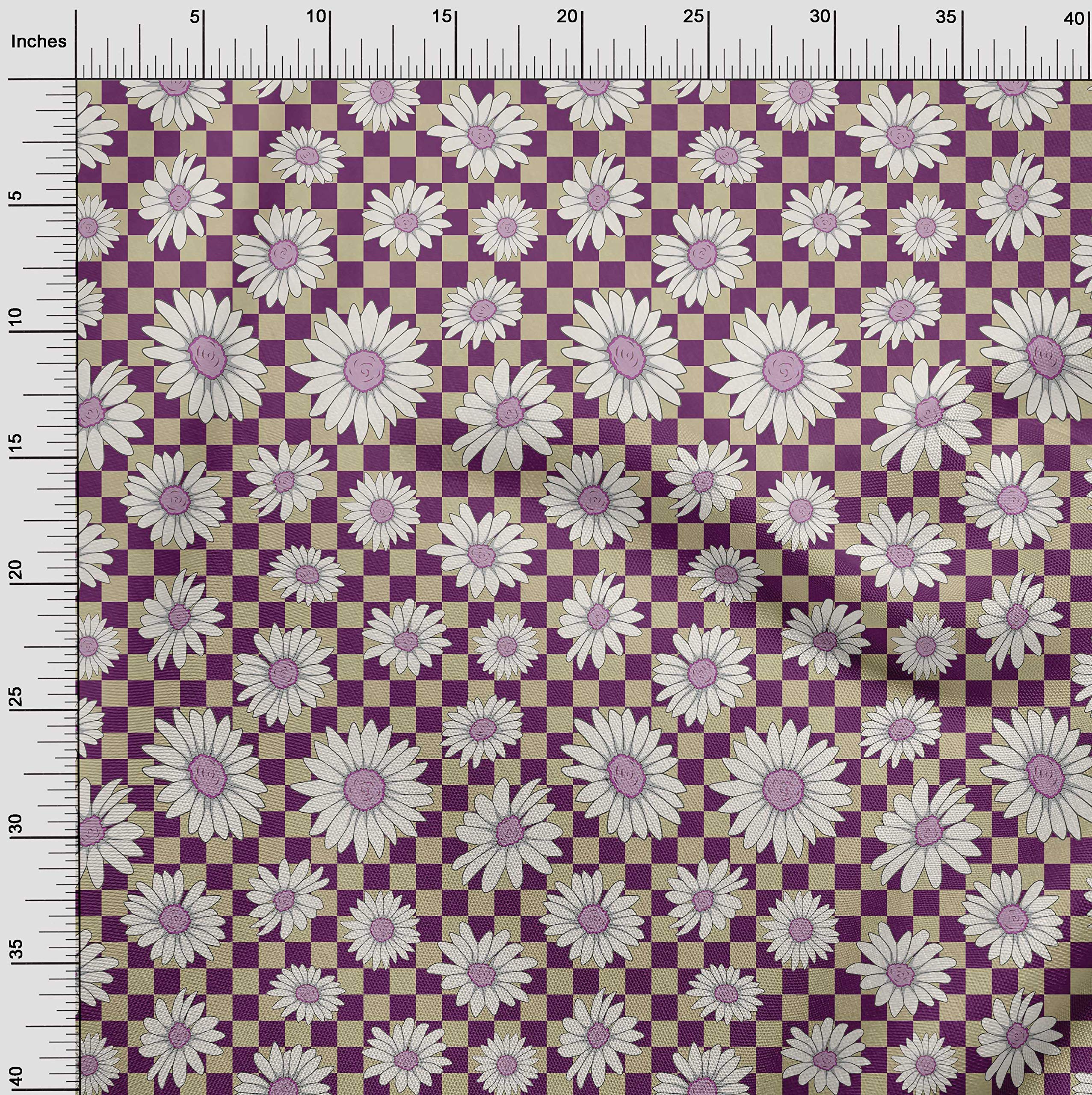 oneOone Polyester Spandex Purple Sunflower Floral Print Fabric - 56 Inch Wide for DIY Clothing, Quilting, Dresses & Home Decor Projects