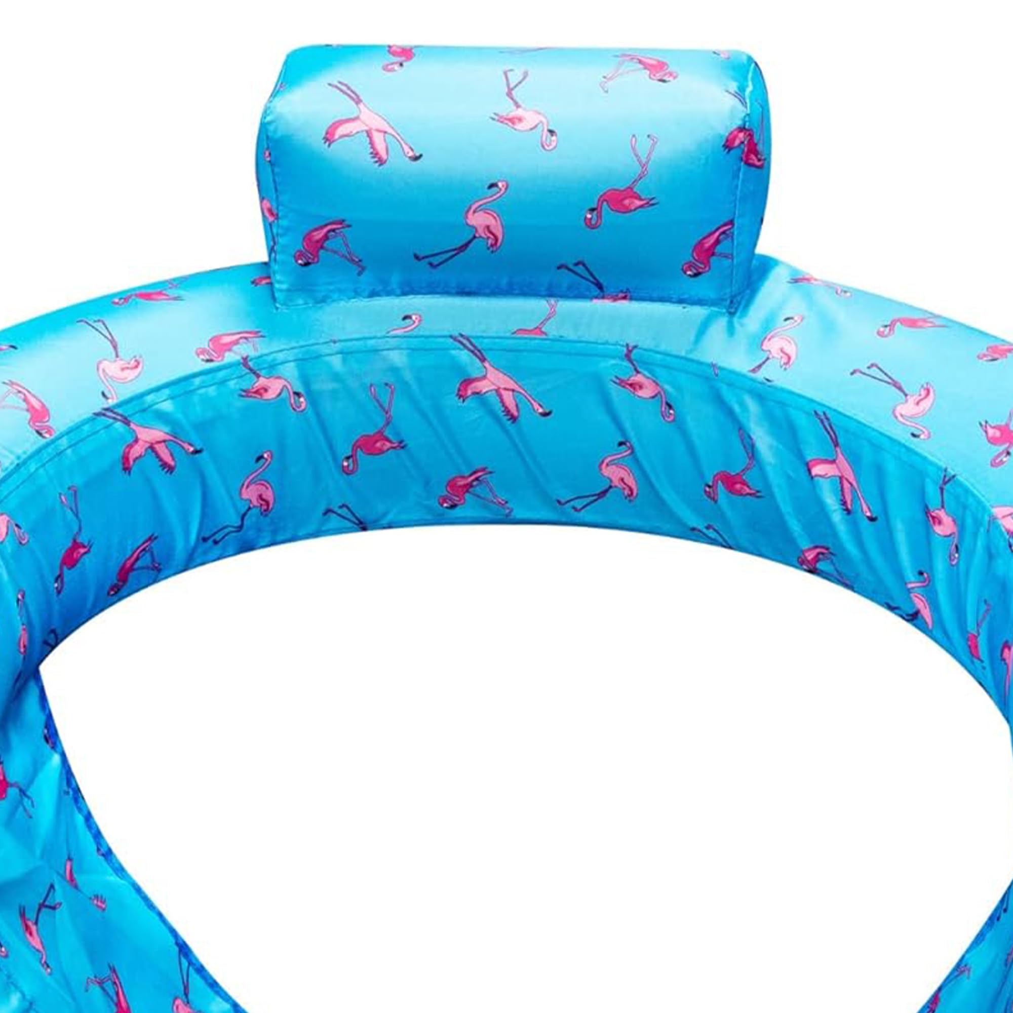SWIMLINE ORIGINAL Fabric Covered U-Seat Inflatable Pool Lounger Flamingo Pattern | Comfortable Sling Seat with Backrest & Built-In Cup Holder | Perfect for Pool Parties, Beach Vacations, Lake Relaxation, and Summer Fun