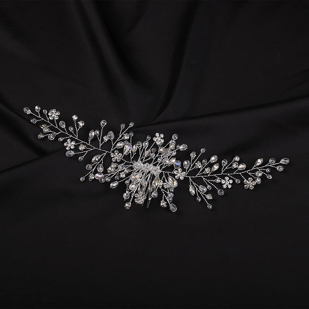 Denifery Makeup Crystal Bridal Hair Comb - Silver Wedding Hair Accessories for Brides, Bridesmaids & Prom | Perfect for Weddings, Formal Events & Special Occasions