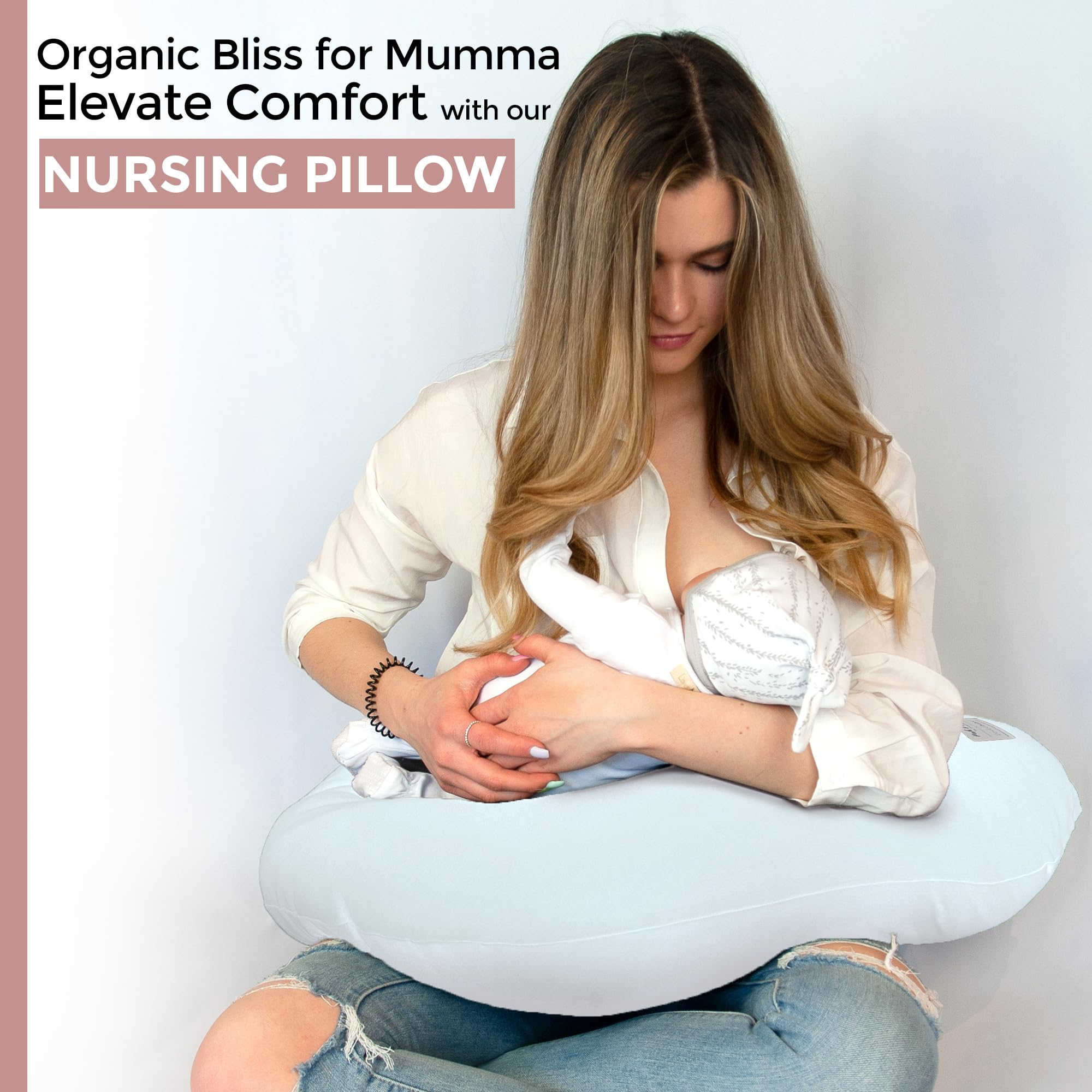 **L'Ovedbaby Organic Nursing Pillow for Breastfeeding – Soft & Eco-Friendly Baby Support – Machine Washable & Easy to Clean – Perfect for New Moms & Comfortable Nursing (Moonbeam)**    *(Use Case: Ideal for breastfeeding, bottle feeding, tummy time, and newborn support at home or on the go.)*