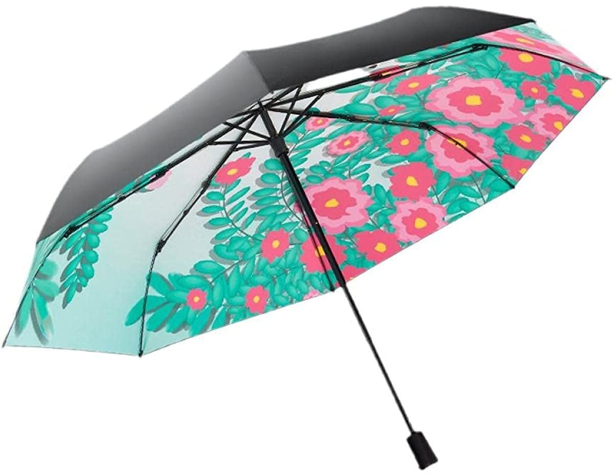 Compact Travel Umbrella - Lightweight 3-Fold Manual Umbrella for Women, Windproof & Waterproof, Perfect for Spring & Rainy Days (28cm, Spring Color) - Ideal for Commuting, Travel & Outdoor Activities