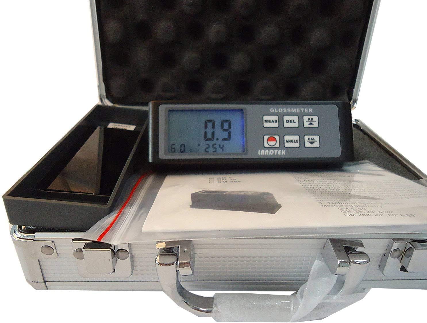 GM-6 60 Degree Gloss Meter - Professional Gloss Tester for Paints, Inks, Plastics, Ceramics & Marble with Data Memory Function - Perfect for Quality Control in Manufacturing & Surface Finish Testing