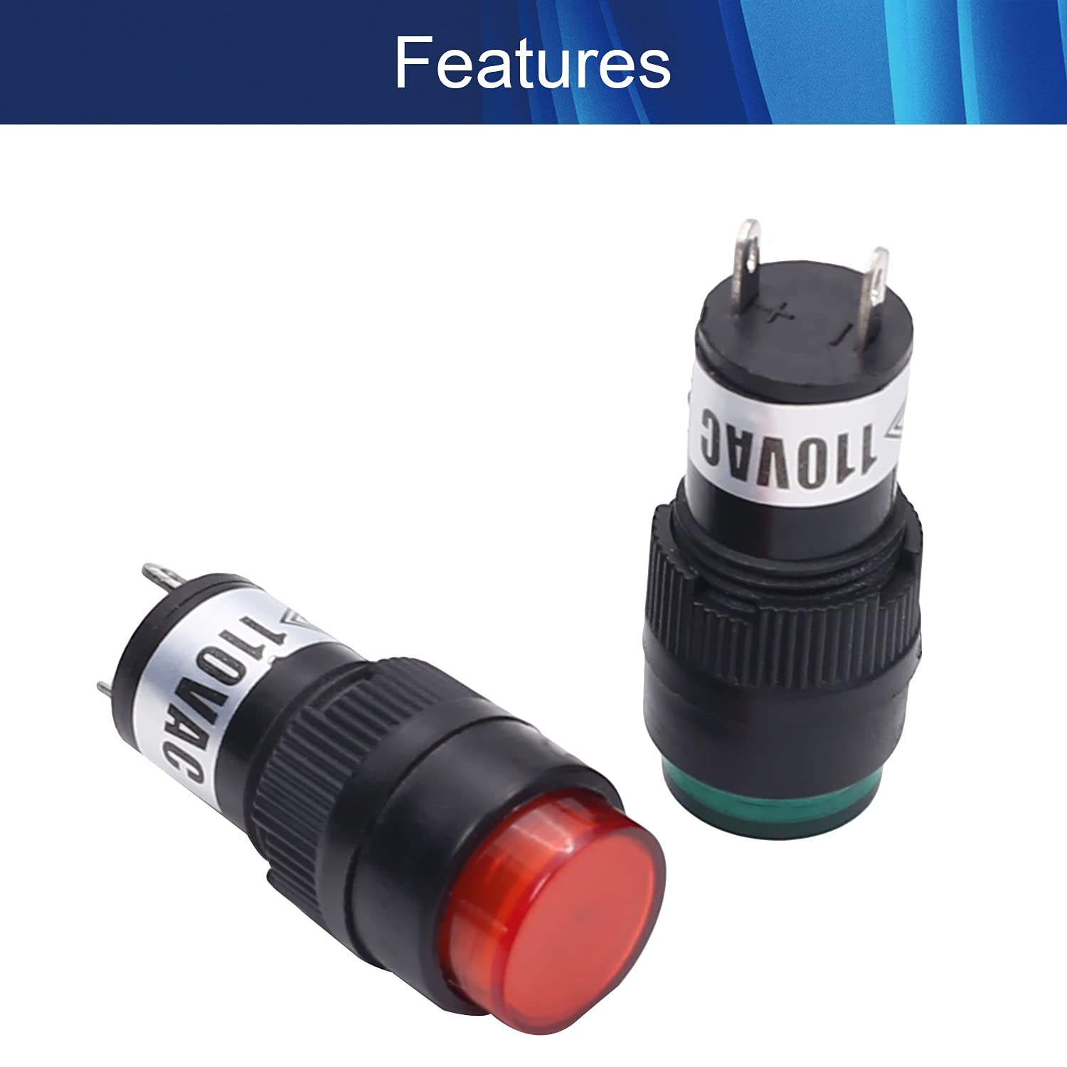Aicosineg 12-Pack LED Panel Indicator Lights - 110V Flush Mount Red & Green Energy-Saving Pin-Based Lights for Industrial Equipment & Control Panels | Perfect for Machinery, Automotive & Electrical Panel Status Indicators