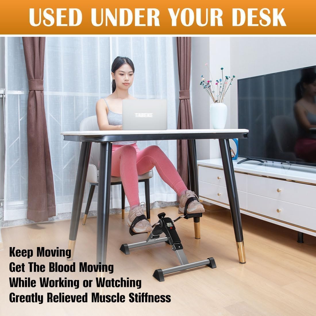 TABEKE Under Desk Bike Pedal Exerciser - Foldable Mini Exercise Bike for Leg & Arm Workouts, Adjustable Resistance with LCD Display - Perfect for Office, Home & Seniors Fitness