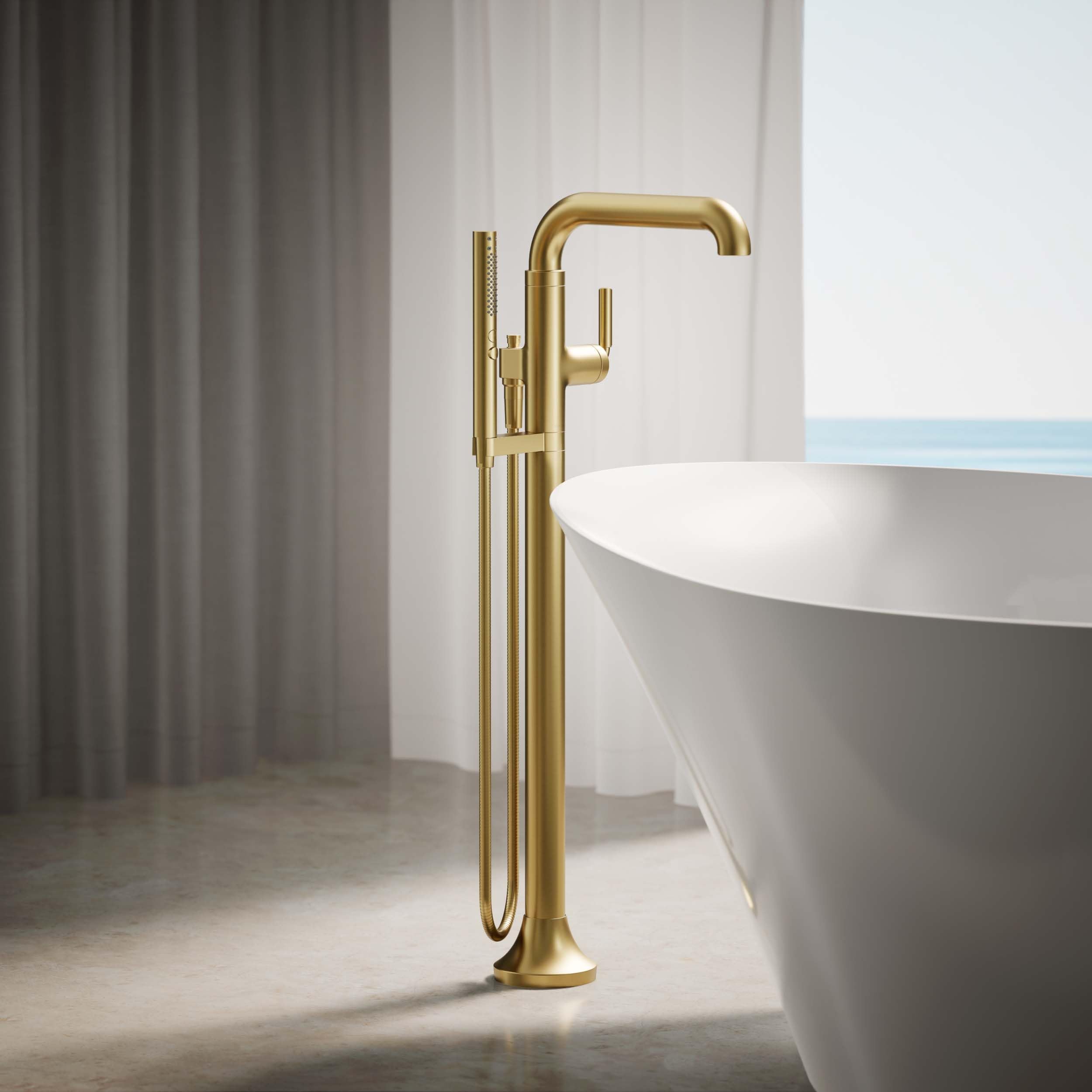 KOHLER TONE® Freestanding Bathroom Faucet Trim - Modern Matte Black Finish for Bathtub & Sink Installation - Perfect for Spa, Master Bath & Luxury Home Renovations
