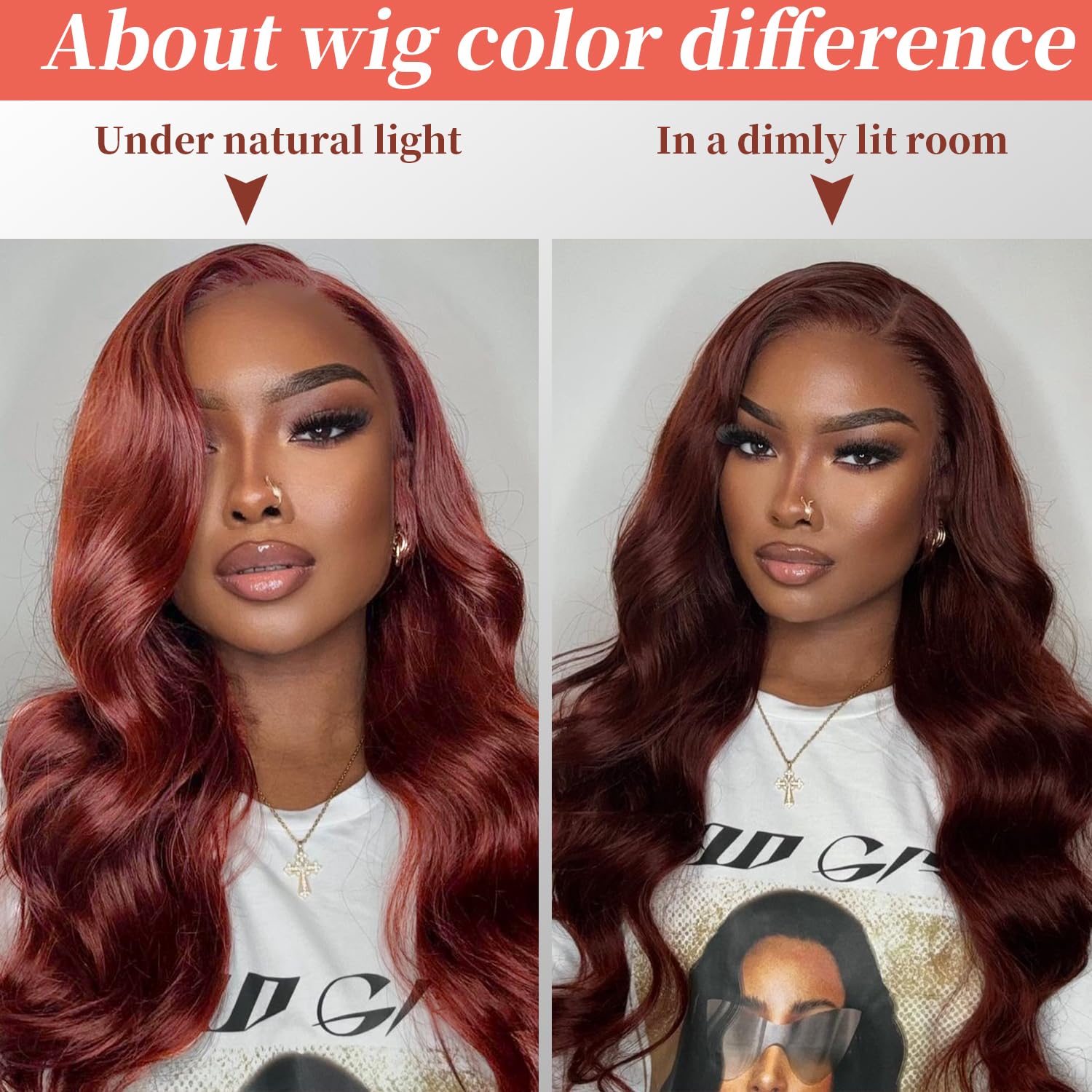 13x4 HD Transparent Lace Front Wig 180% Density - Reddish Brown Body Wave Human Hair Wig with Baby Hair | Auburn Copper Glueless Lace Frontal Wig for Women (28 Inch) | Perfect for Cosplay, Daily Wear & Special Occasions