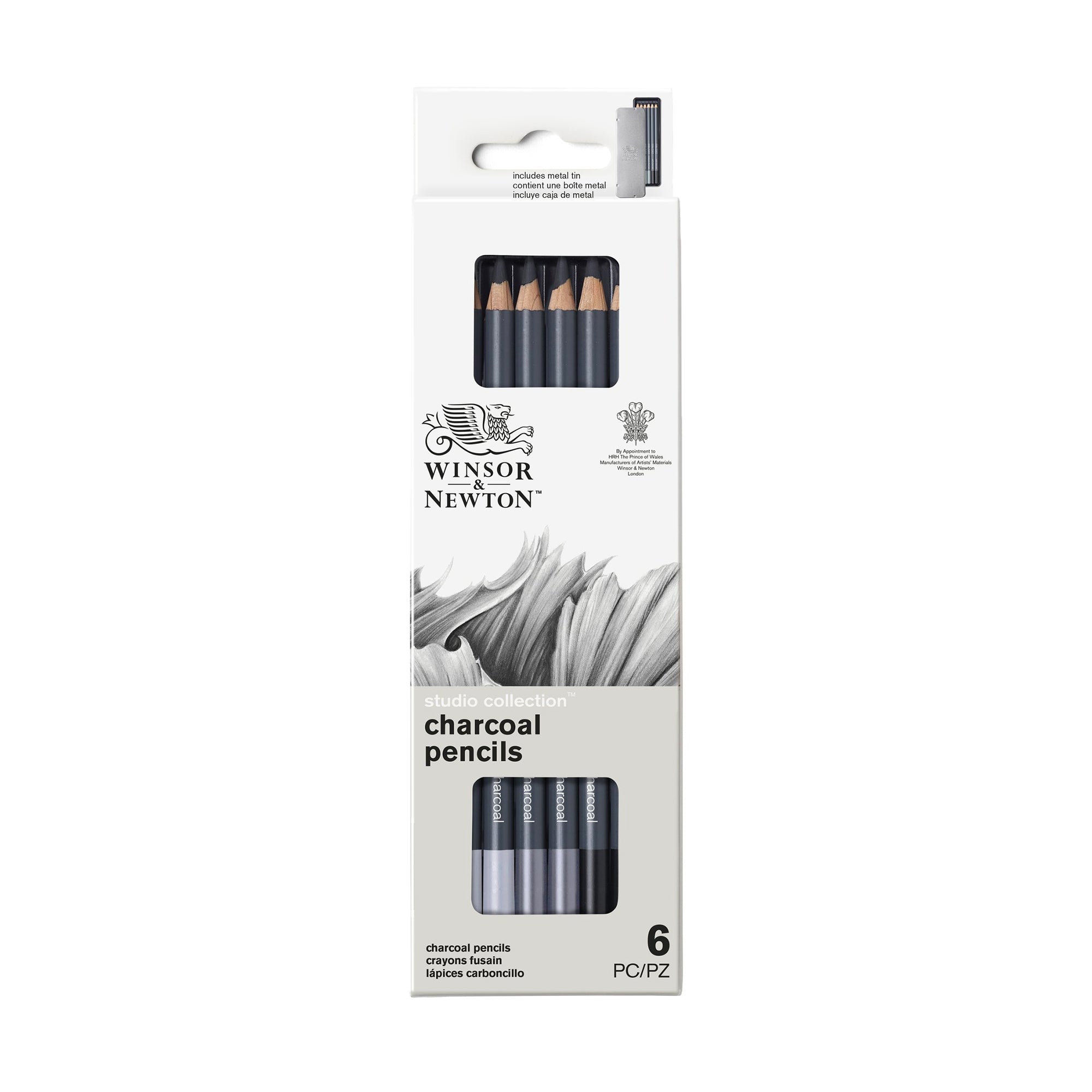 6 Pack Professional Studio Charcoal Pencils for Artists - Sketching, Drawing & Shading - Perfect for Beginners and Professionals