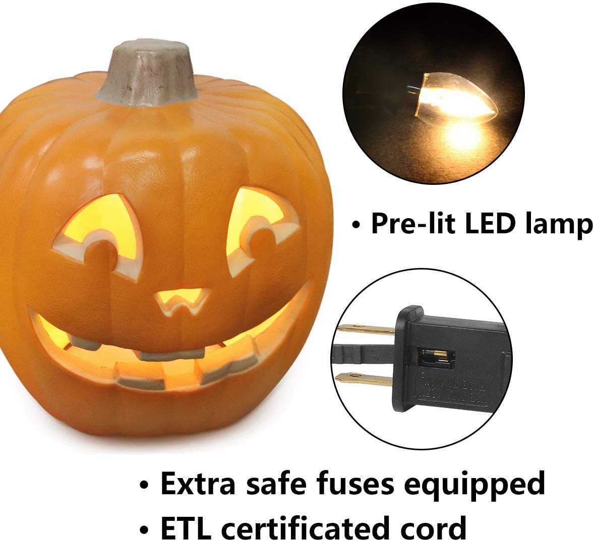 20in LED Lighted Halloween Jack o' Lantern Pumpkin Decor - Indoor/Outdoor Halloween Party Decorations for Porch, Yard & Home