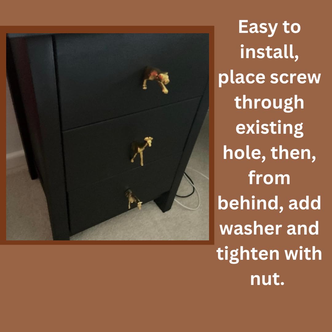 Gold Safari Animal Iron Metal Drawer Knobs - Zebra Design Cabinet Hardware for Dresser, Wardrobe & Furniture - Perfect for Jungle Theme Bedroom & Kids Room Decor