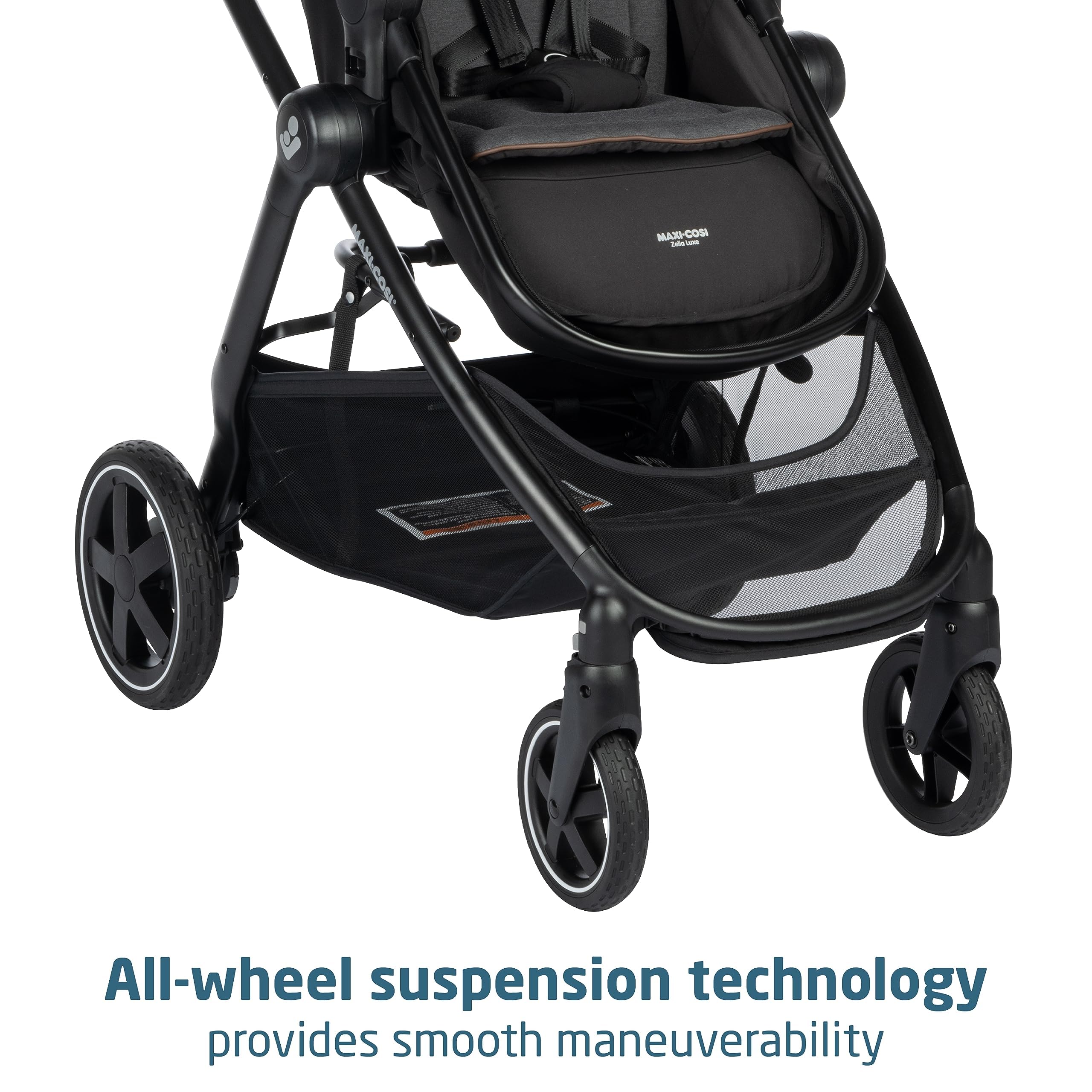 Zelia Luxe Modular Travel System - Car Seat & Stroller Combo in Black for Baby Outings