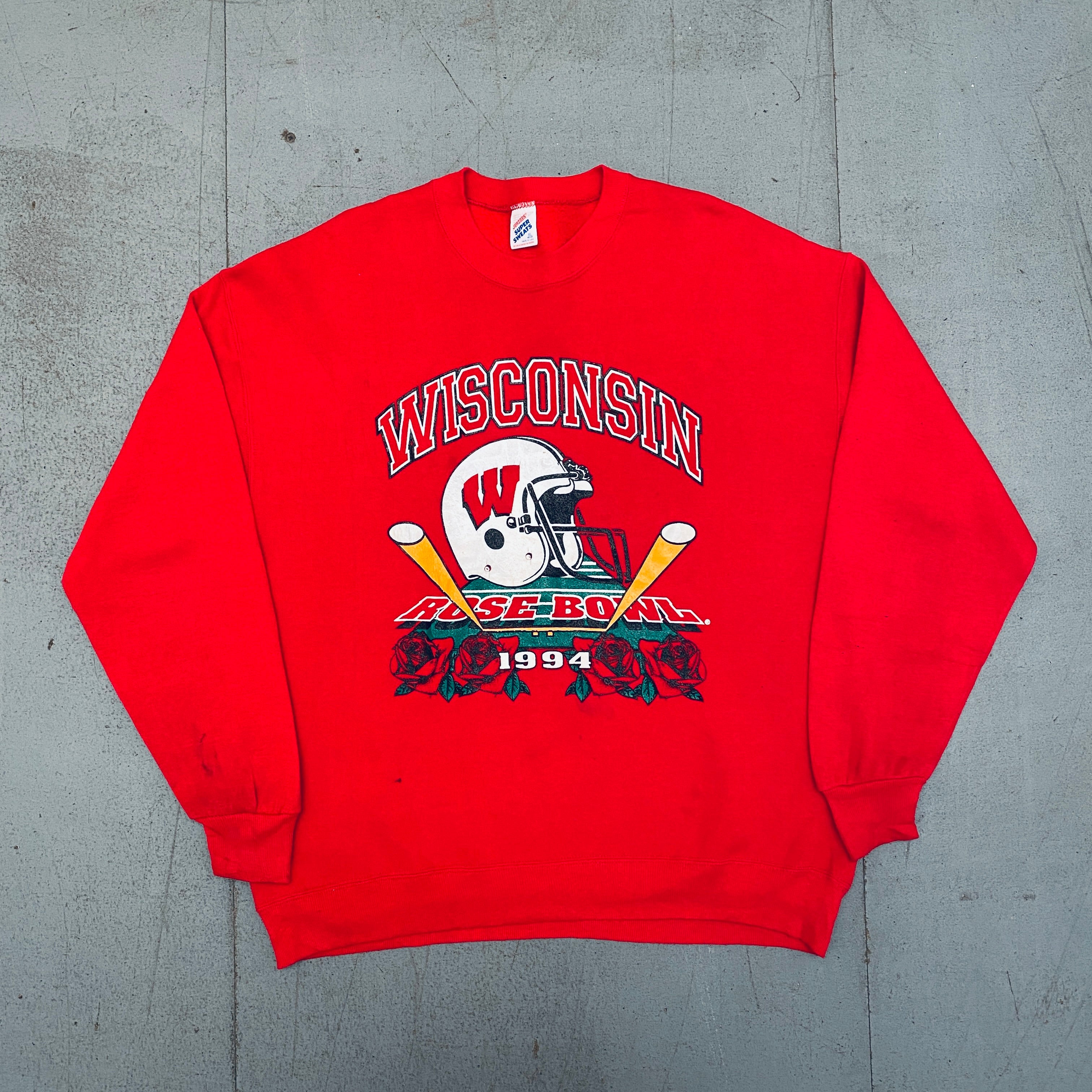 1994 Wisconsin Badgers Rose Bowl Vintage Graphic Spellout Sweatshirt (Large) - Retro College Football Fan Gear for Game Day & Casual Wear