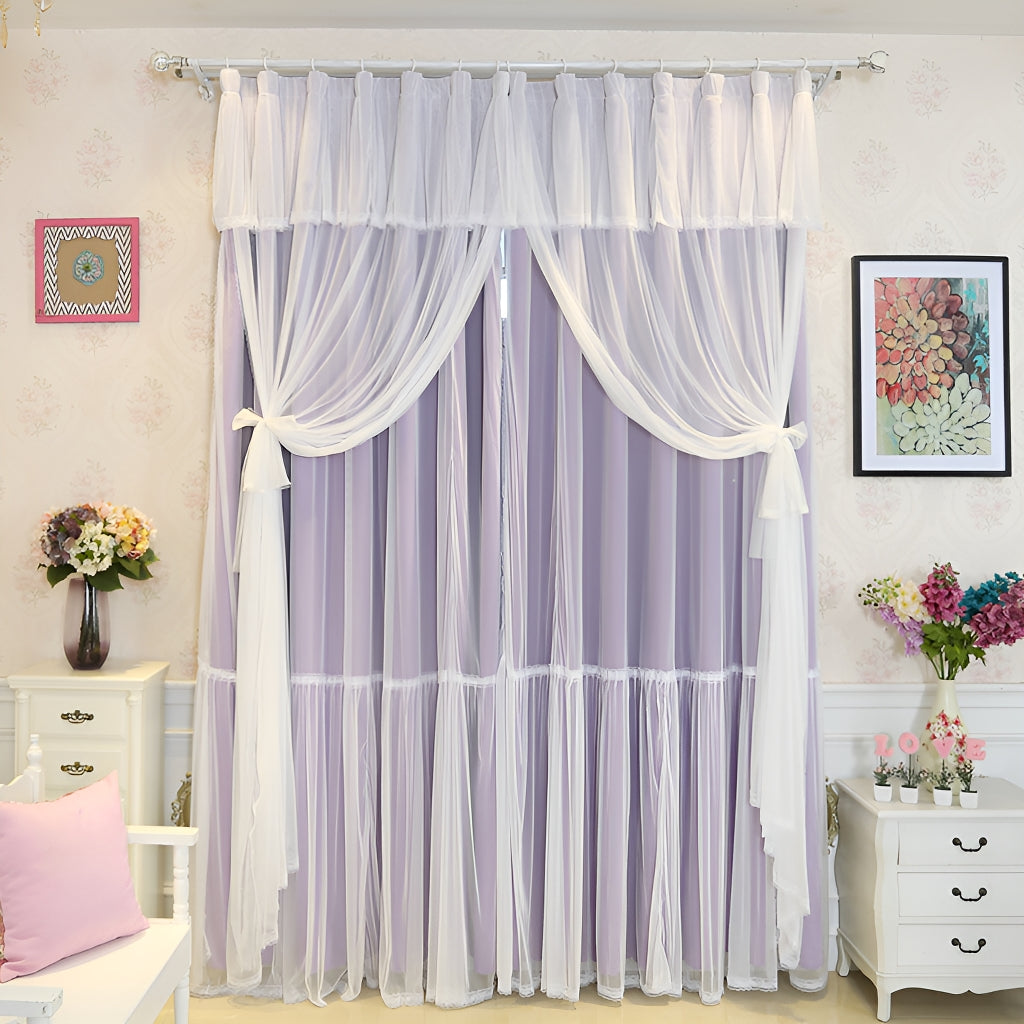 Beatrice 4-Layer Room Darkening Blackout Curtains for Bedroom - Thermal Insulated Noise Reducing Window Drapes, Custom Size Available, Perfect for Nursery, Home Theater & Shift Workers
