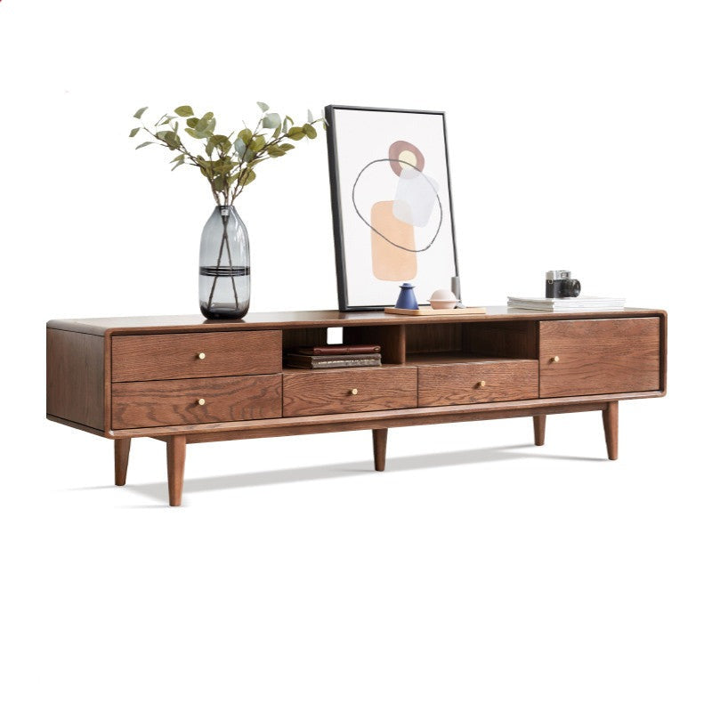 Stylish Oak Solid Wood Modern TV Stand - Nordic Design for Living Room & Entertainment Center | Perfect for 55-75 Inch TVs