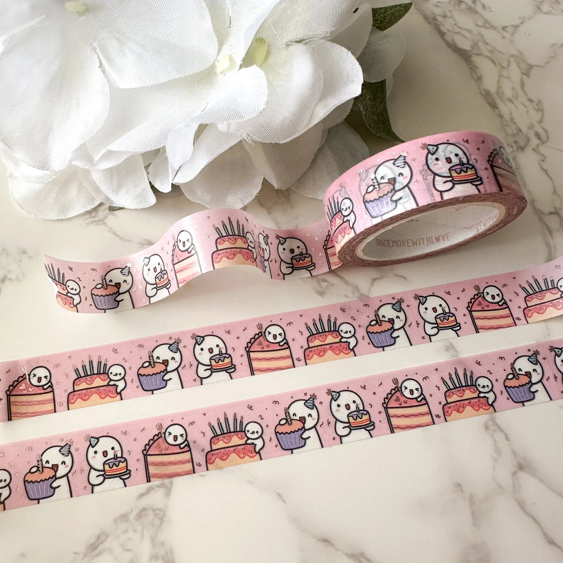 Birthday Cake Washi Tape - Decorative Japanese Paper Tape for Scrapbooking, Journaling, Gift Wrapping & Party Decorations - Perfect for DIY Crafts, Bullet Journals and Special Occasions