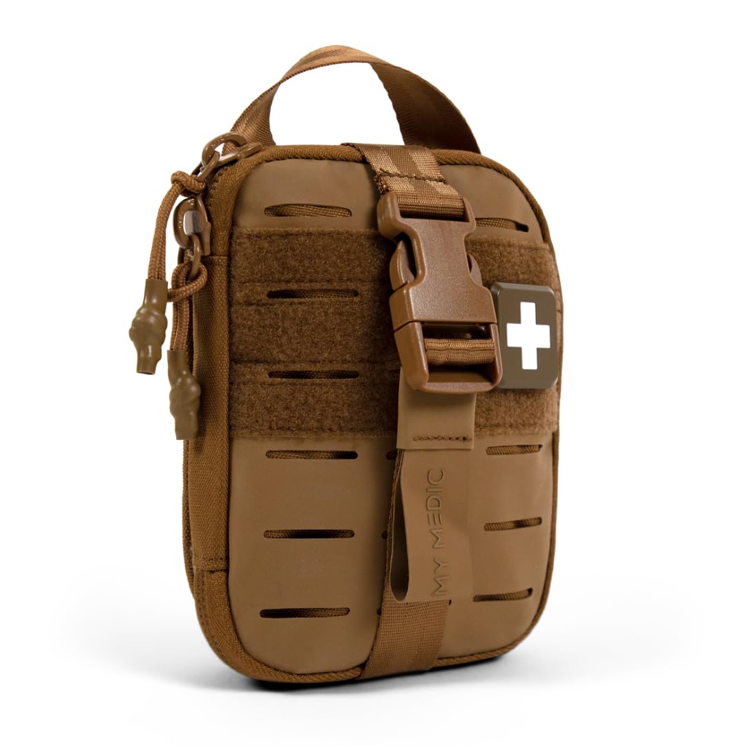 My Medic Sidekick Pro - 70-Piece Compact First Aid Kit for Camping, Hiking & Backpacking with Tourniquet | HSA/FSA Eligible | Portable Emergency Medical Kit for Travel, Motorcycle & Outdoor Adventures | Coyote Color