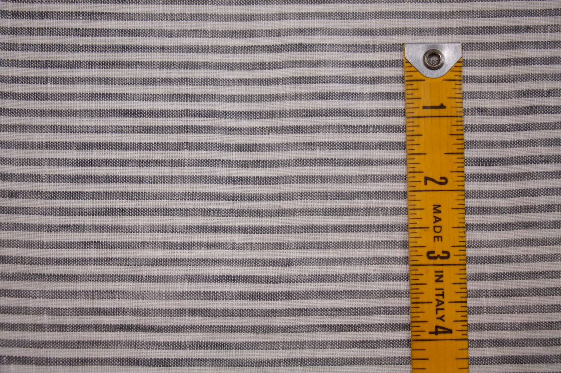 Premium Ash Stripe Washed Linen Fabric - Soft & Breathable Natural Material for Clothing, Dresses, Curtains & Home Decor