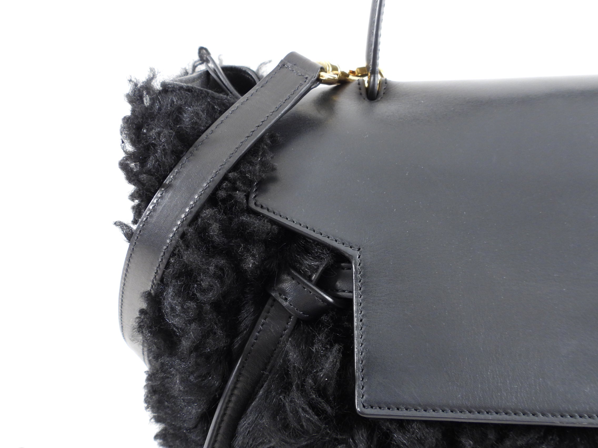 Celine Black Shearling Belt Bag - Stylish Crossbody Fanny Pack for Women | Perfect for Travel, Shopping & Everyday Use