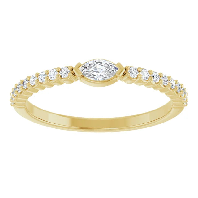 Marquise Diamond Stacking Ring - Elegant 14K Gold or Sterling Silver Wedding Band for Women, Perfect for Stacking, Anniversary & Engagement Jewelry Gift