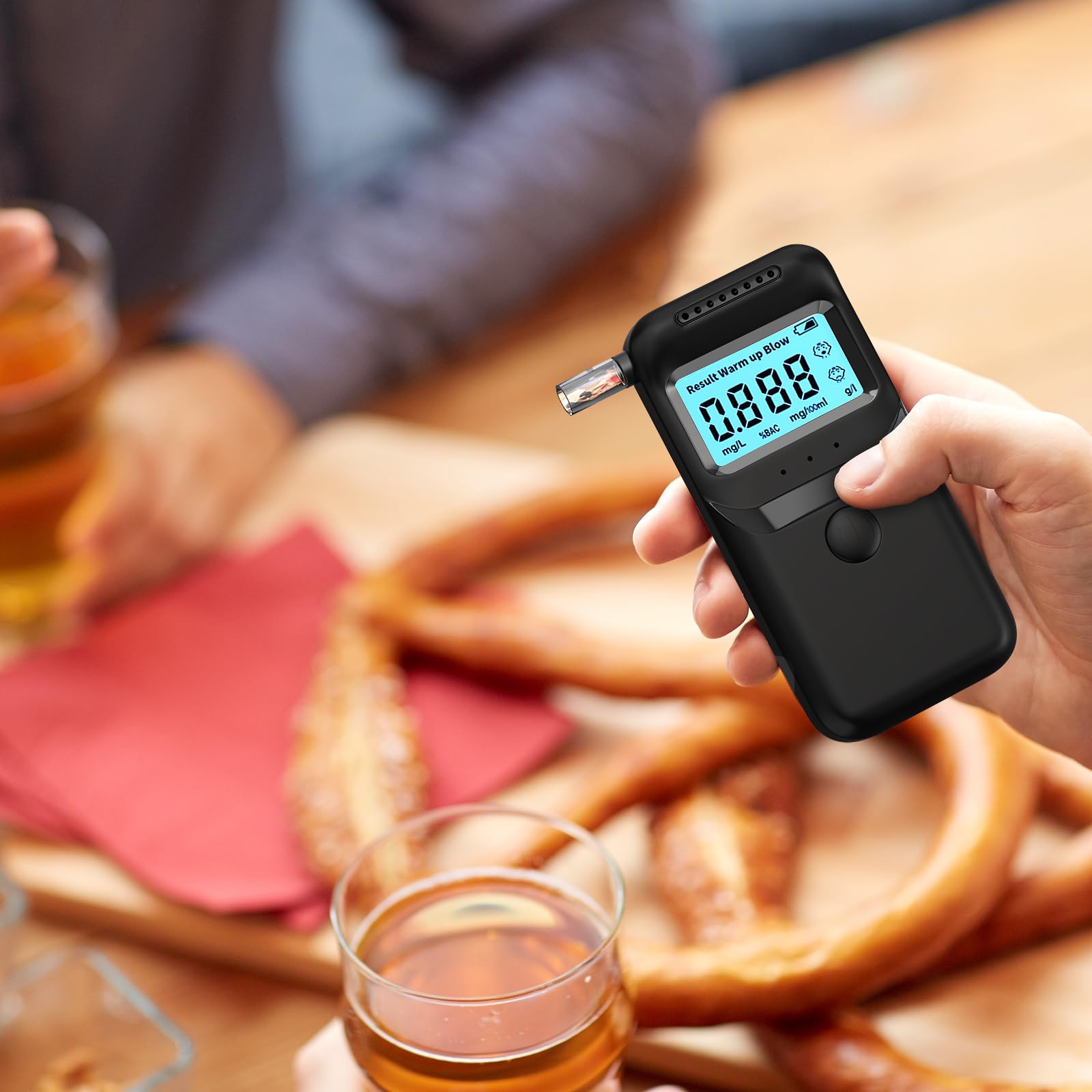 **Portable Alcohol Breathalyzer Tester – High Accuracy & Fast Results with LCD Display & 10 Reusable Mouthpieces – Personal & Professional Use for Home, Workplace, and Law Enforcement**