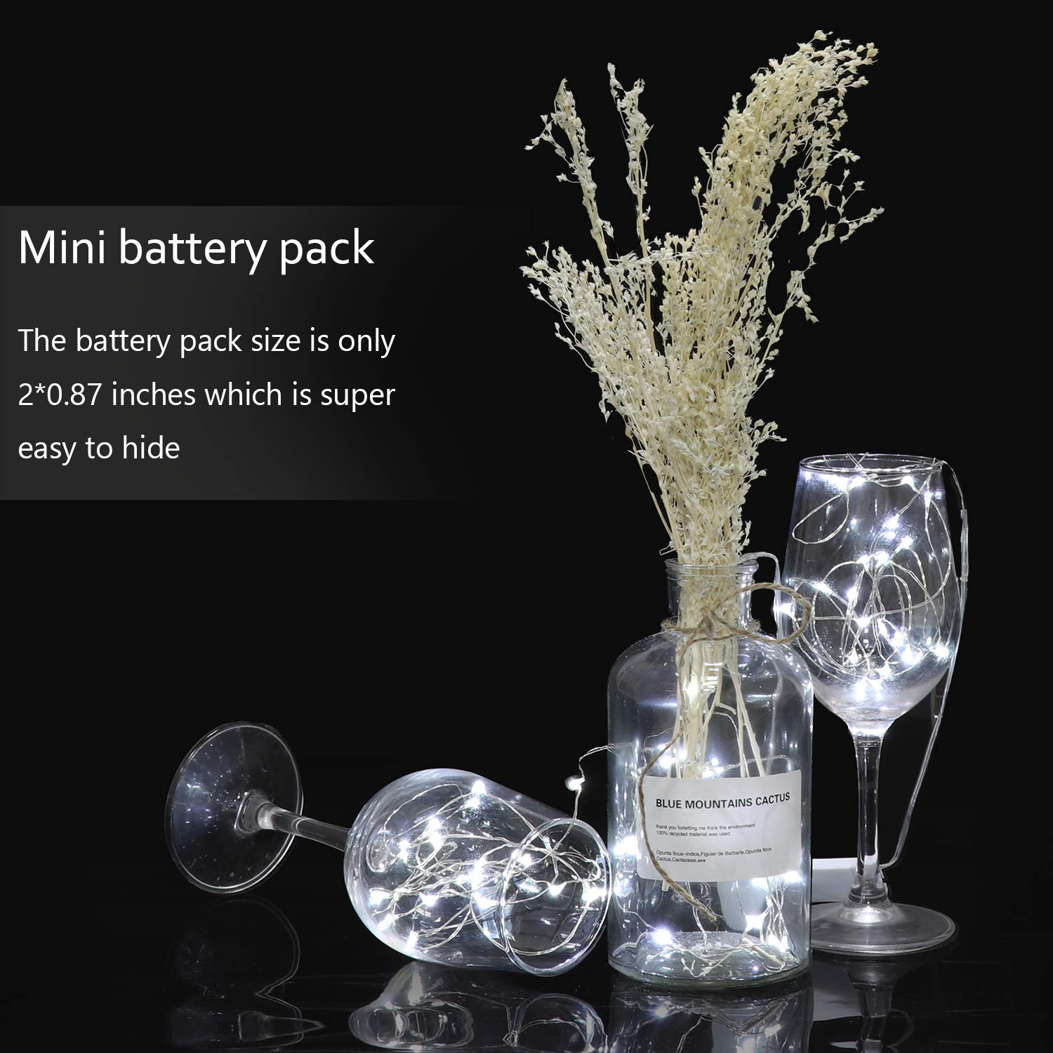 24 Pack Cool White Fairy Lights - 3.3ft 20 LED Battery Operated String Lights, Waterproof Mini Firefly Lights for Wedding, Party, Crafts, Mason Jars Decor | Indoor & Outdoor Decoration, Christmas Tree, Garden, Bedroom Lighting