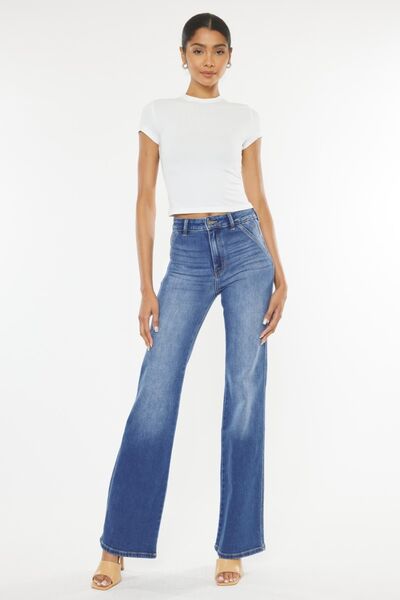 Kancan Ultra High Waist Gradient Flare Jeans for Women - Vintage Retro Stretch Denim Pants - Perfect for Casual Outfits, Date Night & 70s Style Fashion