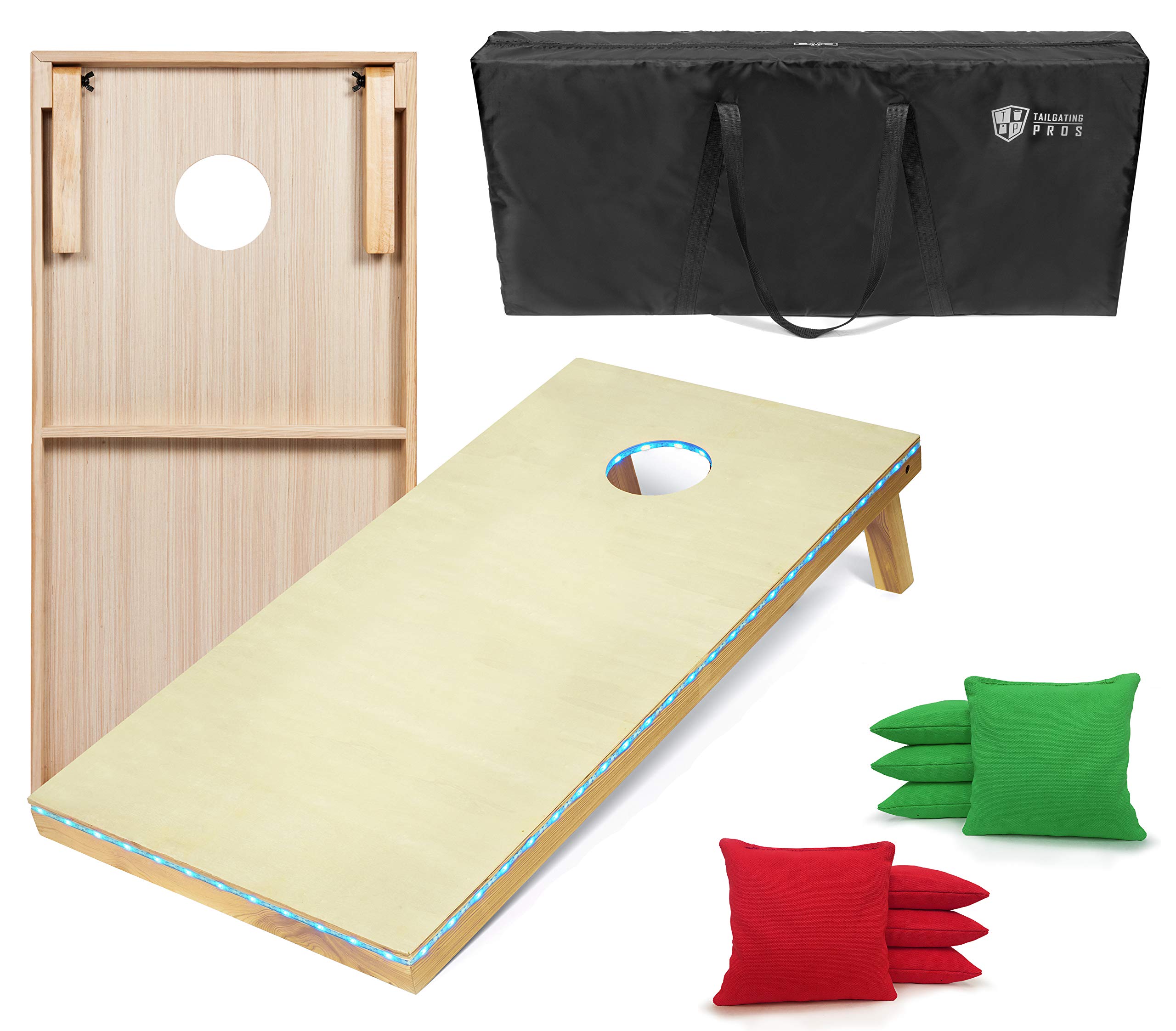 LED Cornhole Game Set - 4'x2' Light Up Cornhole Boards with Built-in Lights, 8 Bean Bags & Carrying Case - Perfect for Tailgating, Backyard Parties, and Outdoor Nighttime Fun