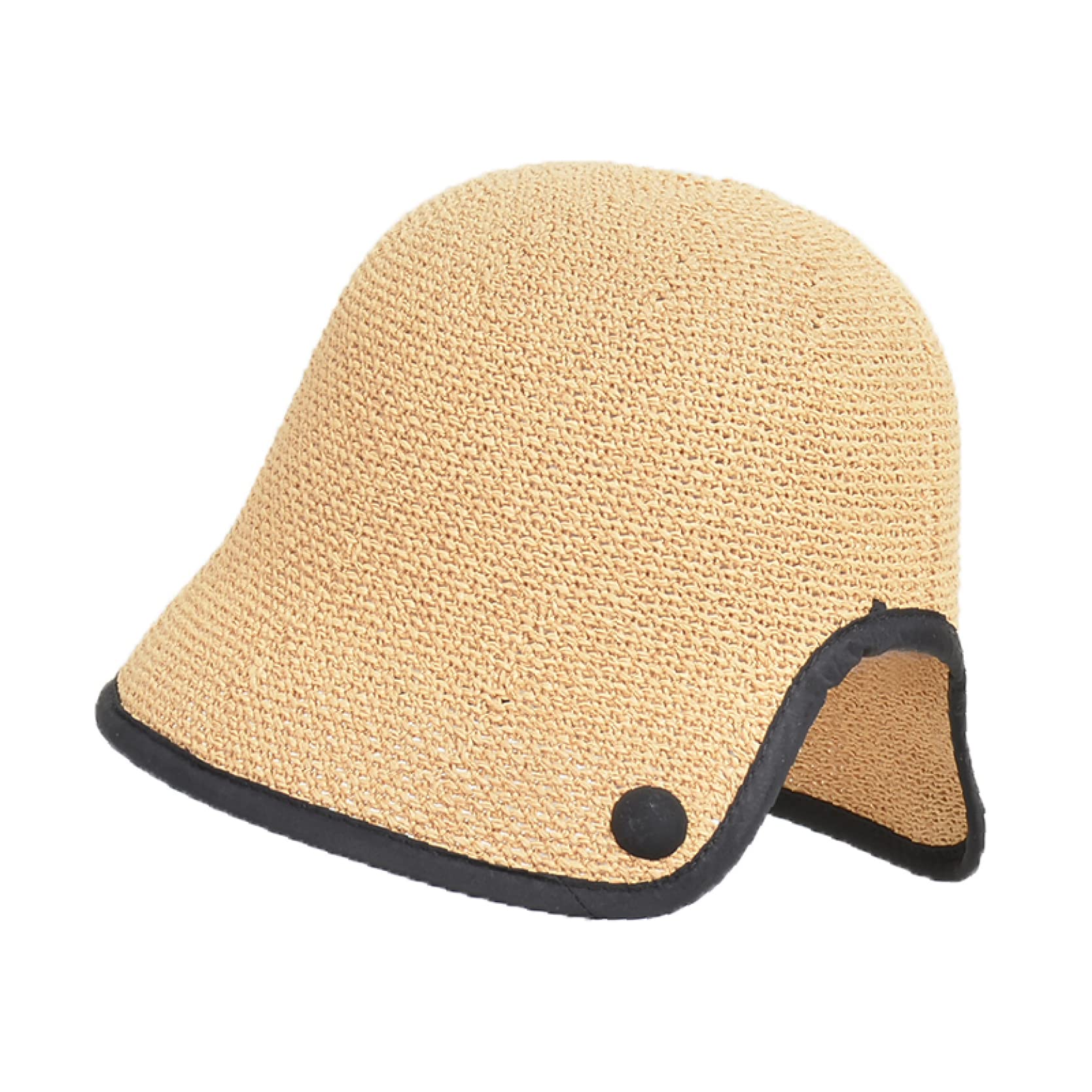 Women's Hand Woven Straw Sun Visor Hat - Korean Style Back Split Bucket Hat for Summer Beach, Outdoor & Travel Sun Protection - Perfect for Vacations, Gardening and Sunny Days