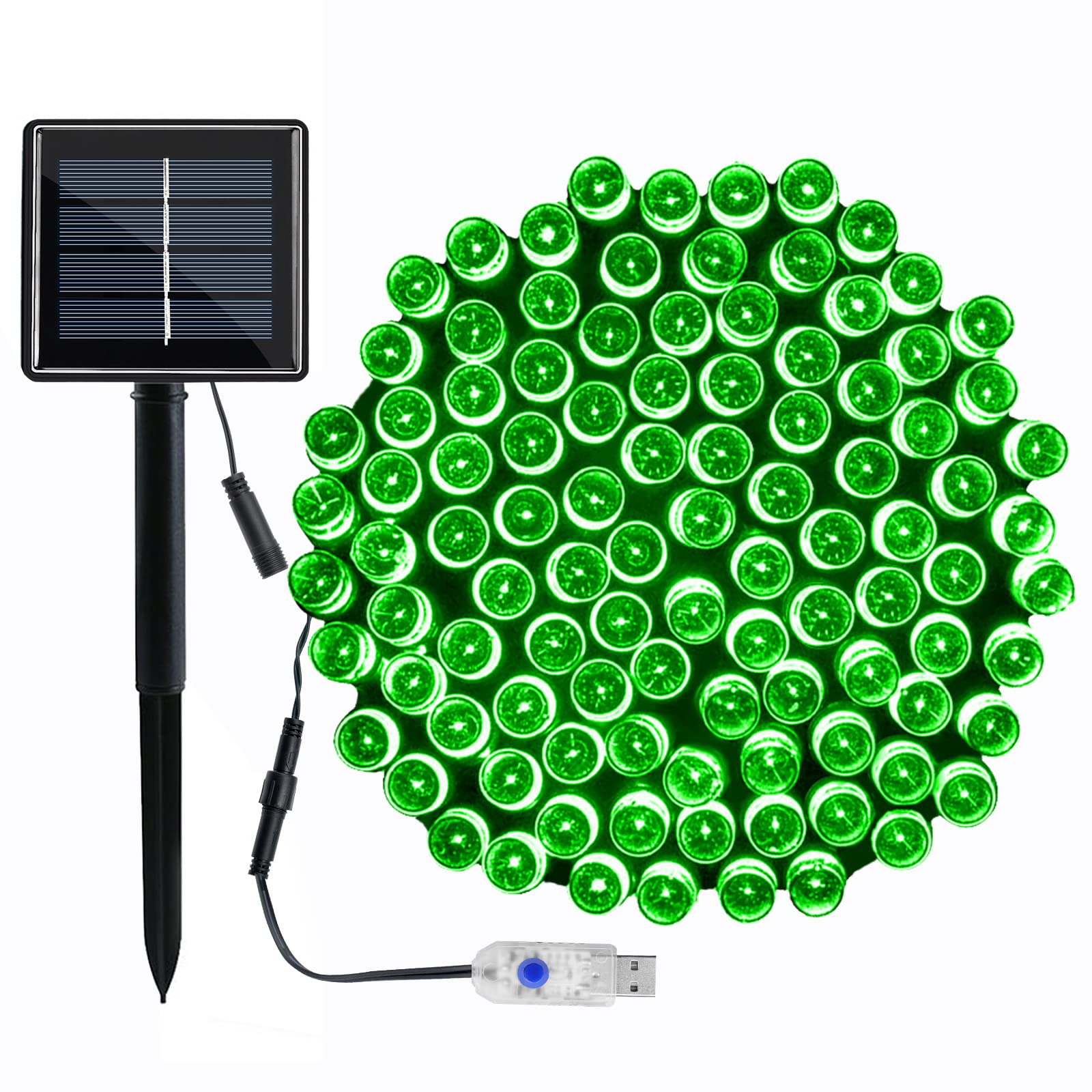 VMANOO 72Ft 200 LED Solar Christmas Lights Outdoor - Waterproof USB String Lights with 8 Modes for Yard, Garden, Patio, Wedding, Party, Tent Decor - Perfect for Xmas Tree, Balcony, Gazebo & Porch Lighting
