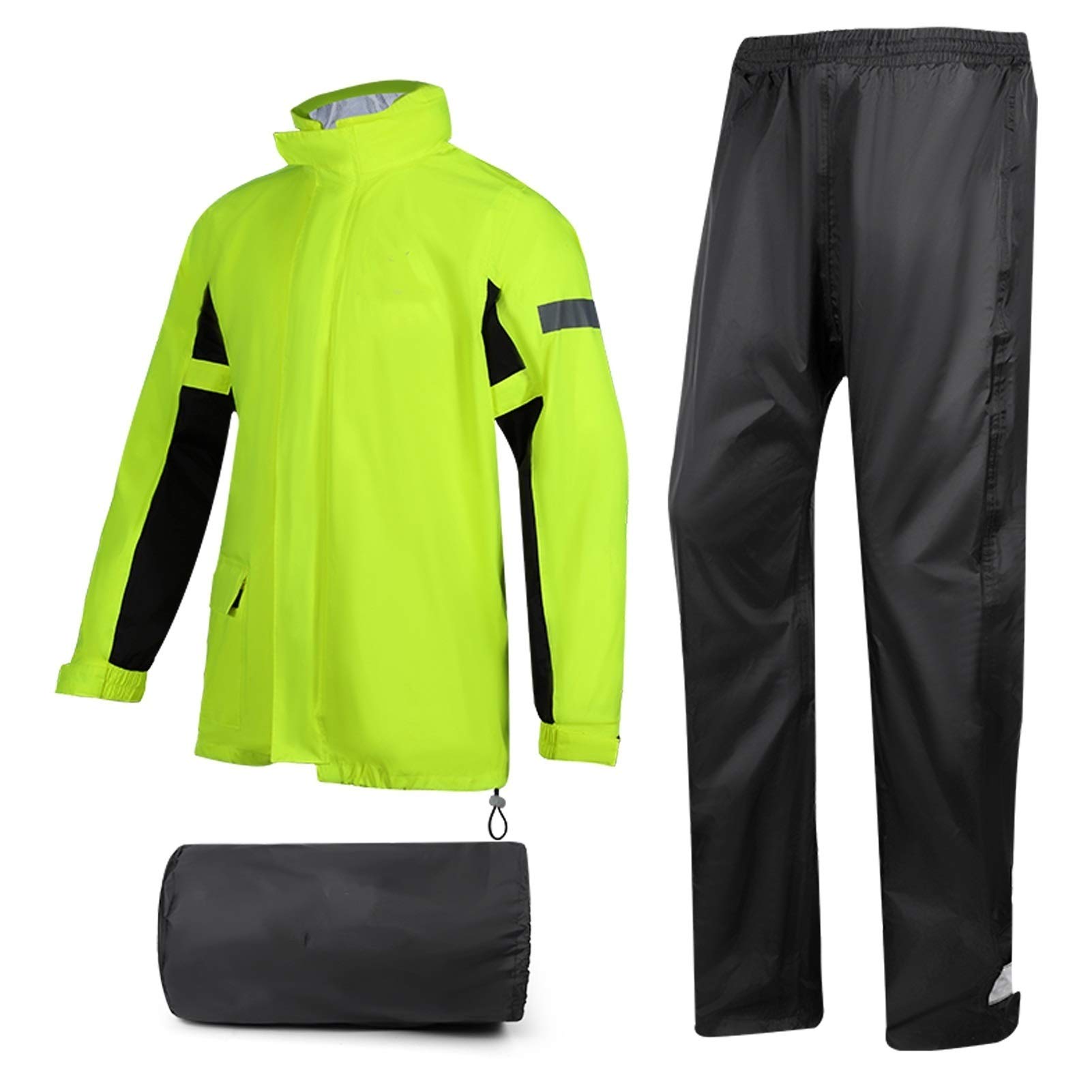 Lightweight Waterproof Hooded Rain Jacket & Pants Set for Men & Women - XX-Large Green | Outdoor Hiking, Camping & Commuting Protection