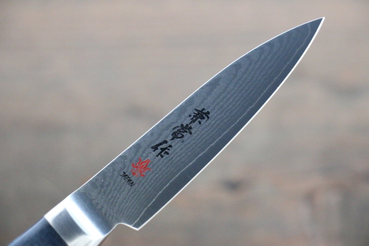 Kanetsune VG10 33-Layer Damascus Petty Utility Knife 80mm - Japanese Stainless Steel Kitchen Knife with Ergonomic Plastic Handle - Perfect for Slicing, Chopping & Precision Cutting in Home & Professional Kitchens