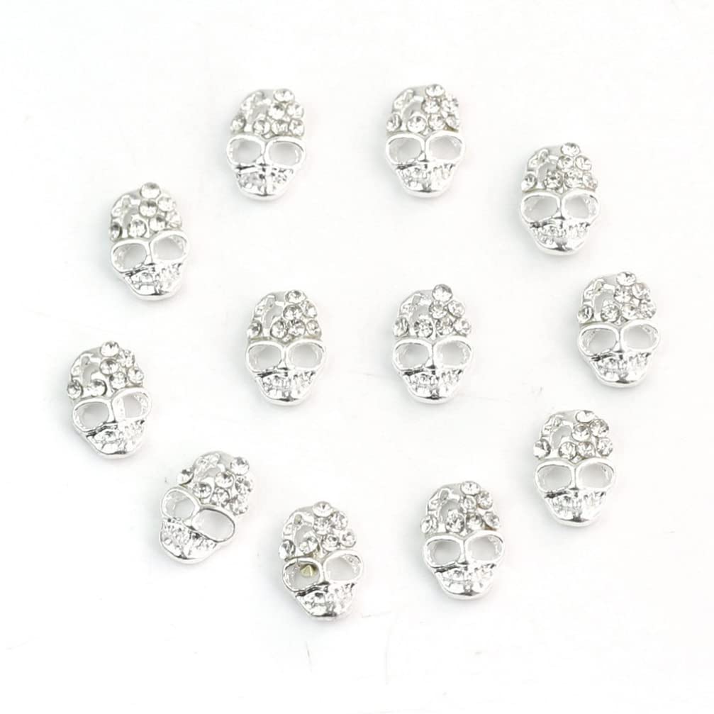 FOMIYES 12pcs 3D Nail Rhinestones - Skull Studs Nail Art Stickers for Manicure & Nail Decoration - Self-Adhesive Nail Gems for DIY Nail Art, Perfect for Parties, Weddings, and Special Occasions