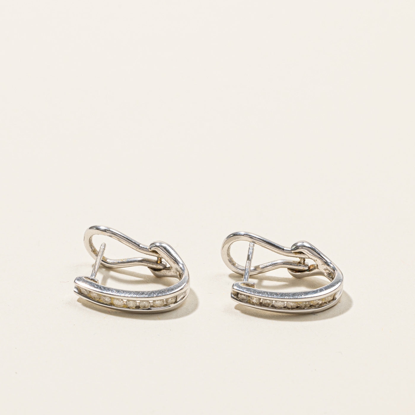 0.16ctw Channel Set Diamond Huggie Earrings for Women - Elegant & Sparkling Everyday Hoop Earrings - Perfect for Work, Date Night & Special Occasions