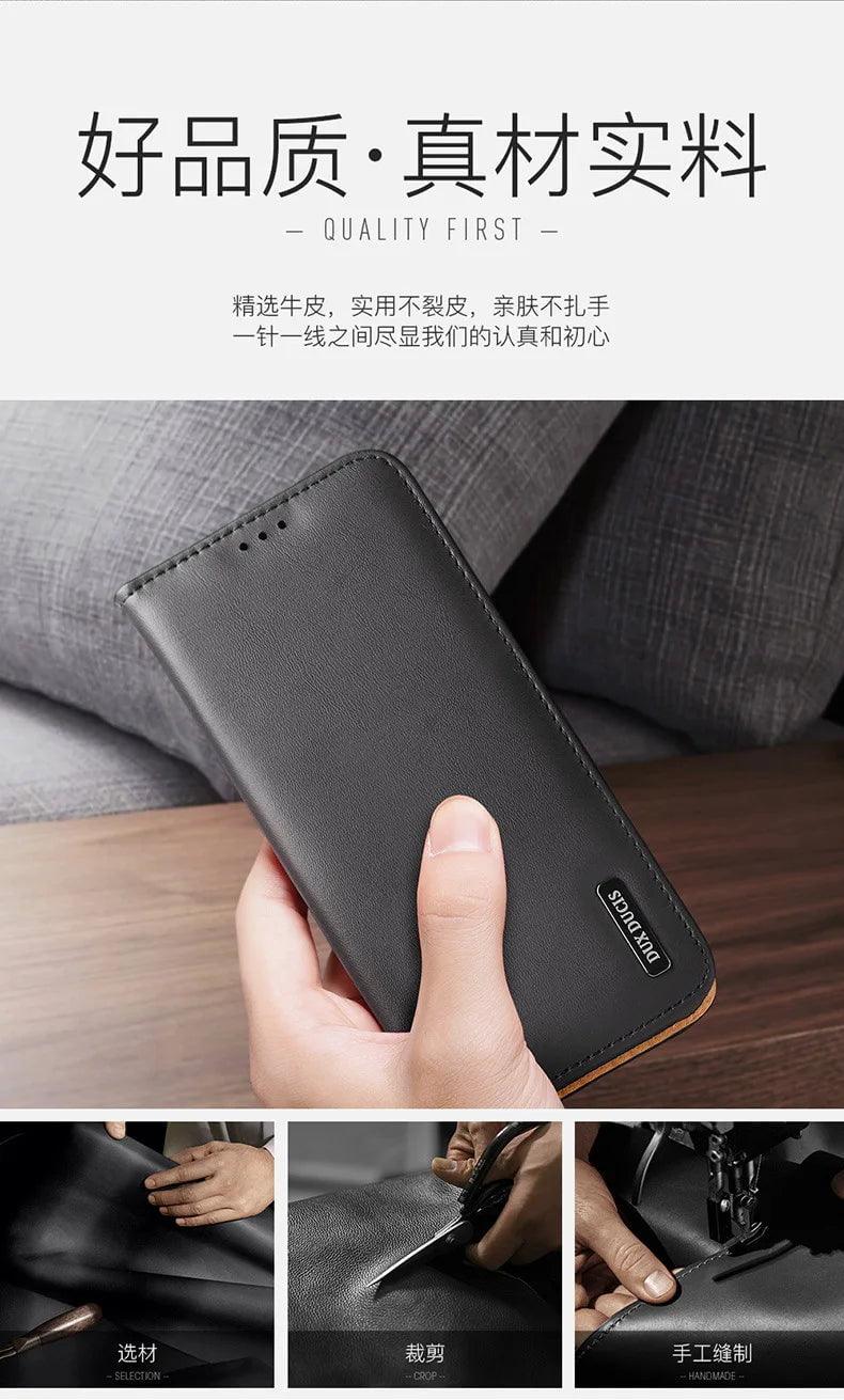 DuxDucis Galaxy S24 Genuine Leather Wallet Case - Premium Protective Cover with Card Slots for Samsung Galaxy S24 - Perfect for Business, Travel & Everyday Use