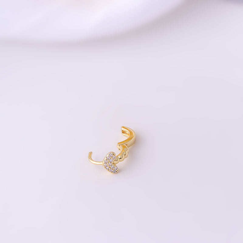 18K Rose Gold Swallow Heart Tiny Cartilage Hoop Earrings for Women - Dainty Minimalist Stud Earrings for Tragus, Helix, or Lobe Piercing - Perfect for Everyday Wear, Date Night & Gifts