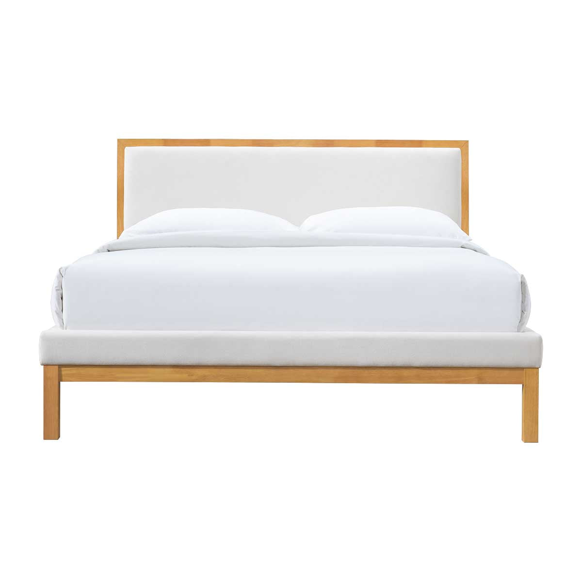 Amelia Queen Size Bed Frame - Solid Oak Wood, Cream Finish - Elegant Bedroom Furniture for Master Bedrooms & Guest Rooms