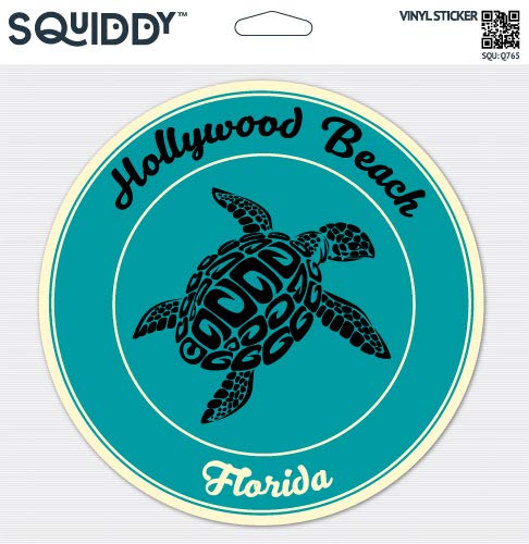 Squiddy Hollywood Florida Beach Vinyl Sticker - Waterproof Decal for Car, Laptop, Notebook, Cooler (4 Inch) - Perfect for Surfboards, Skateboards & Travel Gear Accessories